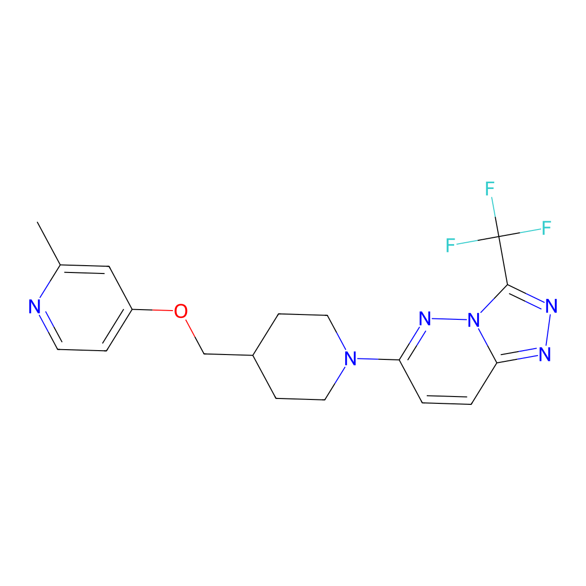 2-Methyl-4-({1-[3-(trifluoromethyl)-[1,2,4]triazolo[4,3-b]pyridazin-6-yl]piperidin-4-yl}methoxy)pyridine molecular structure, CAS 2379983-81-8