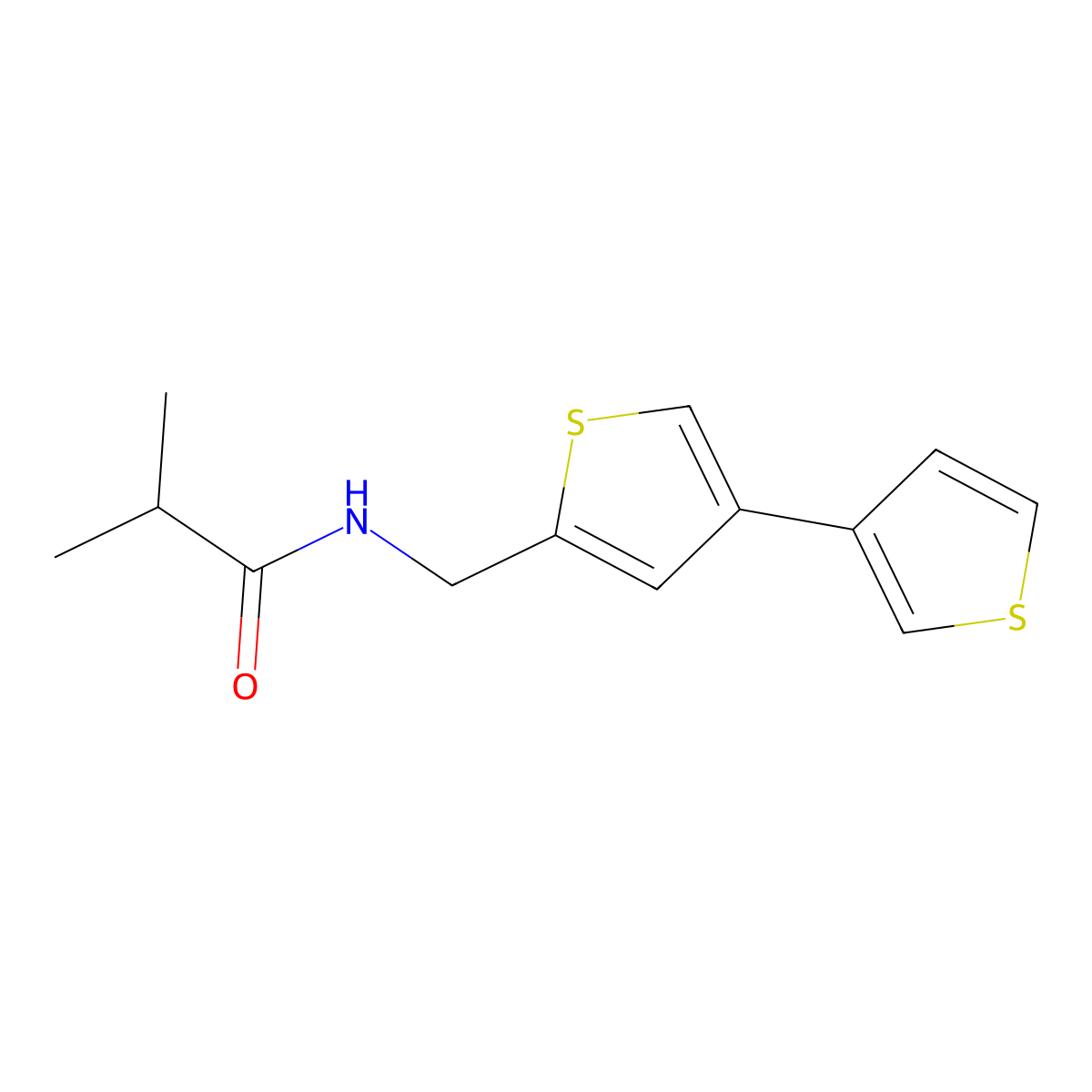 N-({[3,3'-bithiophene]-5-yl}methyl)-2-methylpropanamide molecular structure, CAS 2379983-83-0