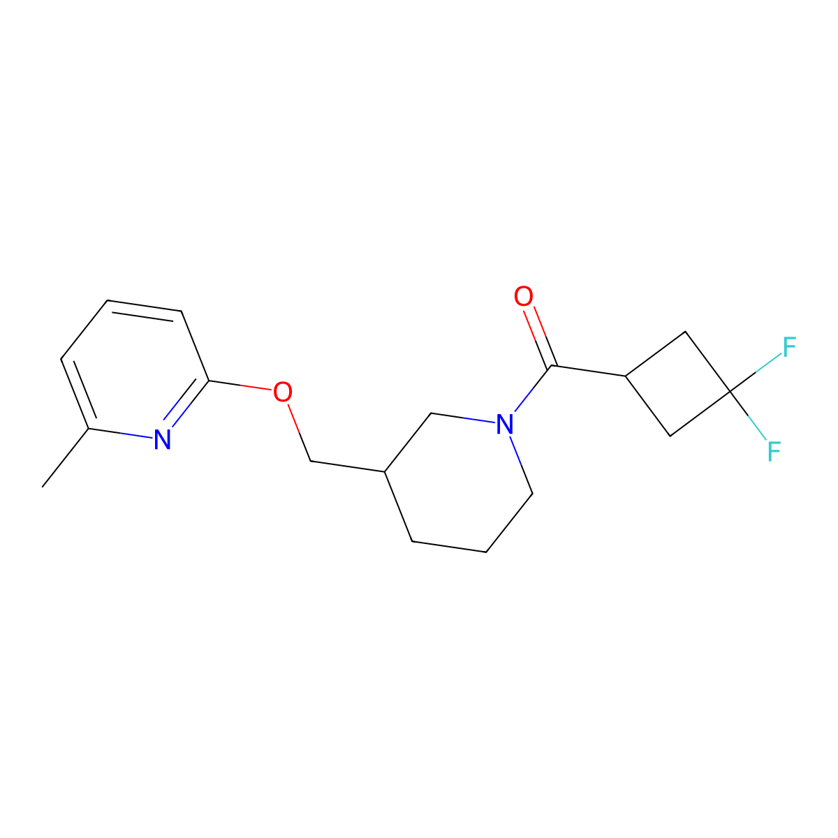 2-{[1-(3,3-Difluorocyclobutanecarbonyl)piperidin-3-yl]methoxy}-6-methylpyridine molecular structure, CAS 2379983-84-1