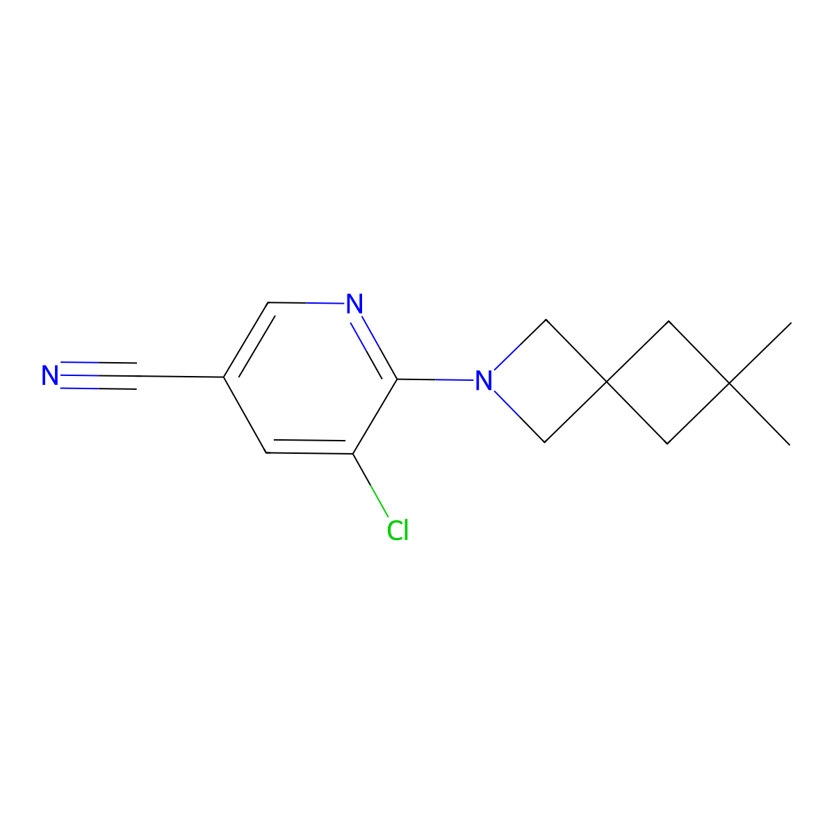 5-Chloro-6-{6,6-dimethyl-2-azaspiro[3.3]heptan-2-yl}pyridine-3-carbonitrile molecular structure, CAS 2379983-85-2
