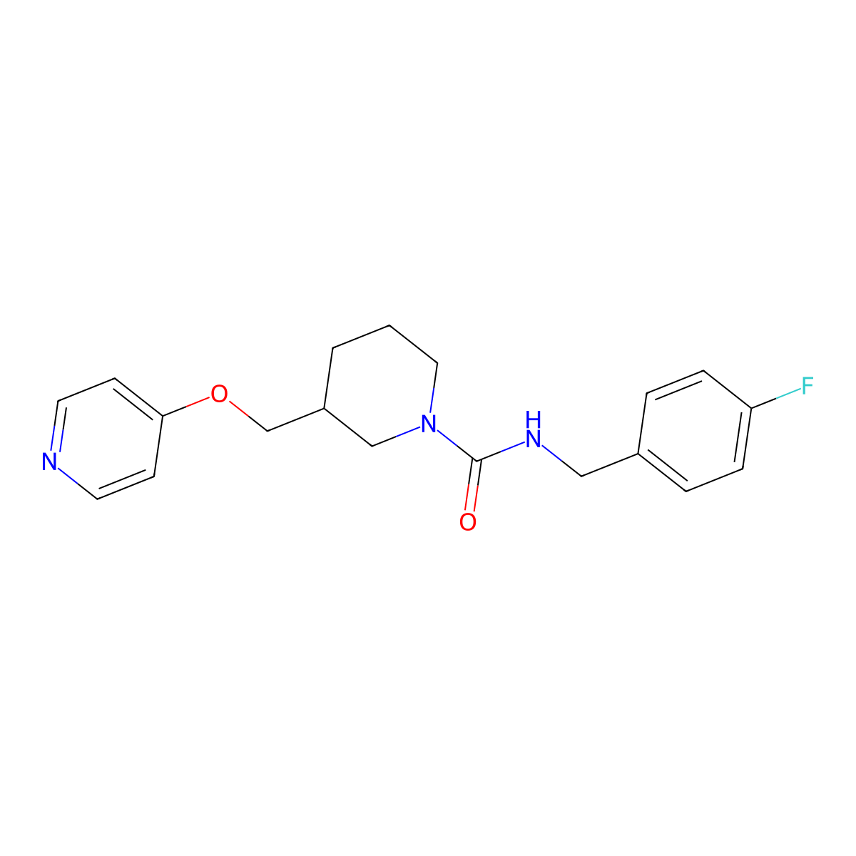 N-[(4-fluorophenyl)methyl]-3-[(pyridin-4-yloxy)methyl]piperidine-1-carboxamide molecular structure, CAS 2379983-87-4