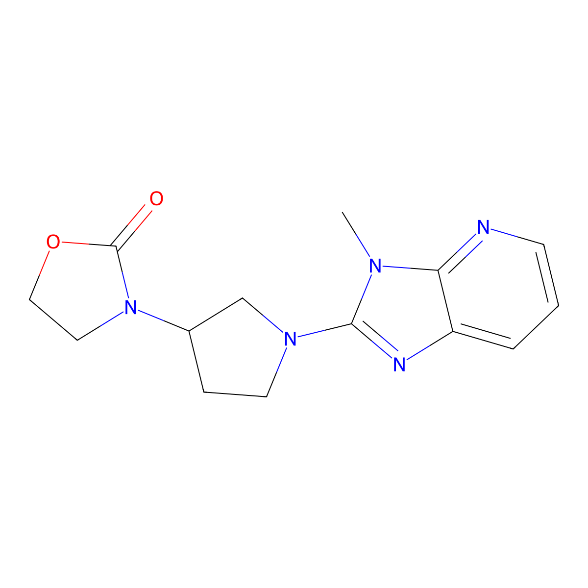 3-(1-{3-methyl-3H-imidazo[4,5-b]pyridin-2-yl}pyrrolidin-3-yl)-1,3-oxazolidin-2-one molecular structure, CAS 2379983-90-9