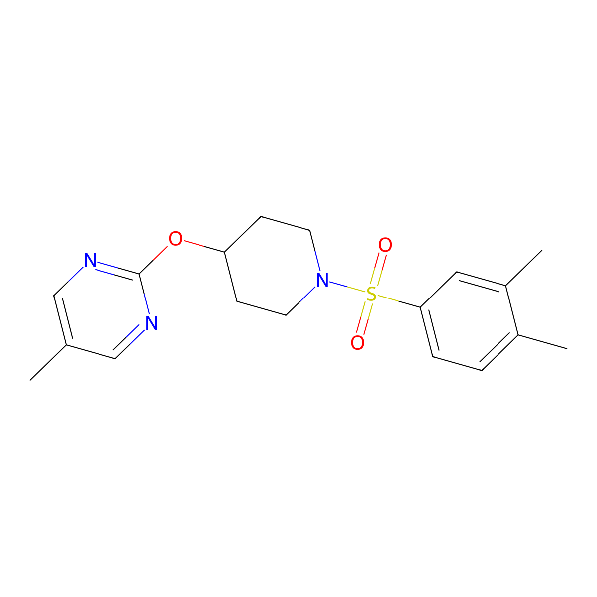 2-{[1-(3,4-Dimethylbenzenesulfonyl)piperidin-4-yl]oxy}-5-methylpyrimidine molecular structure, CAS 2379983-94-3