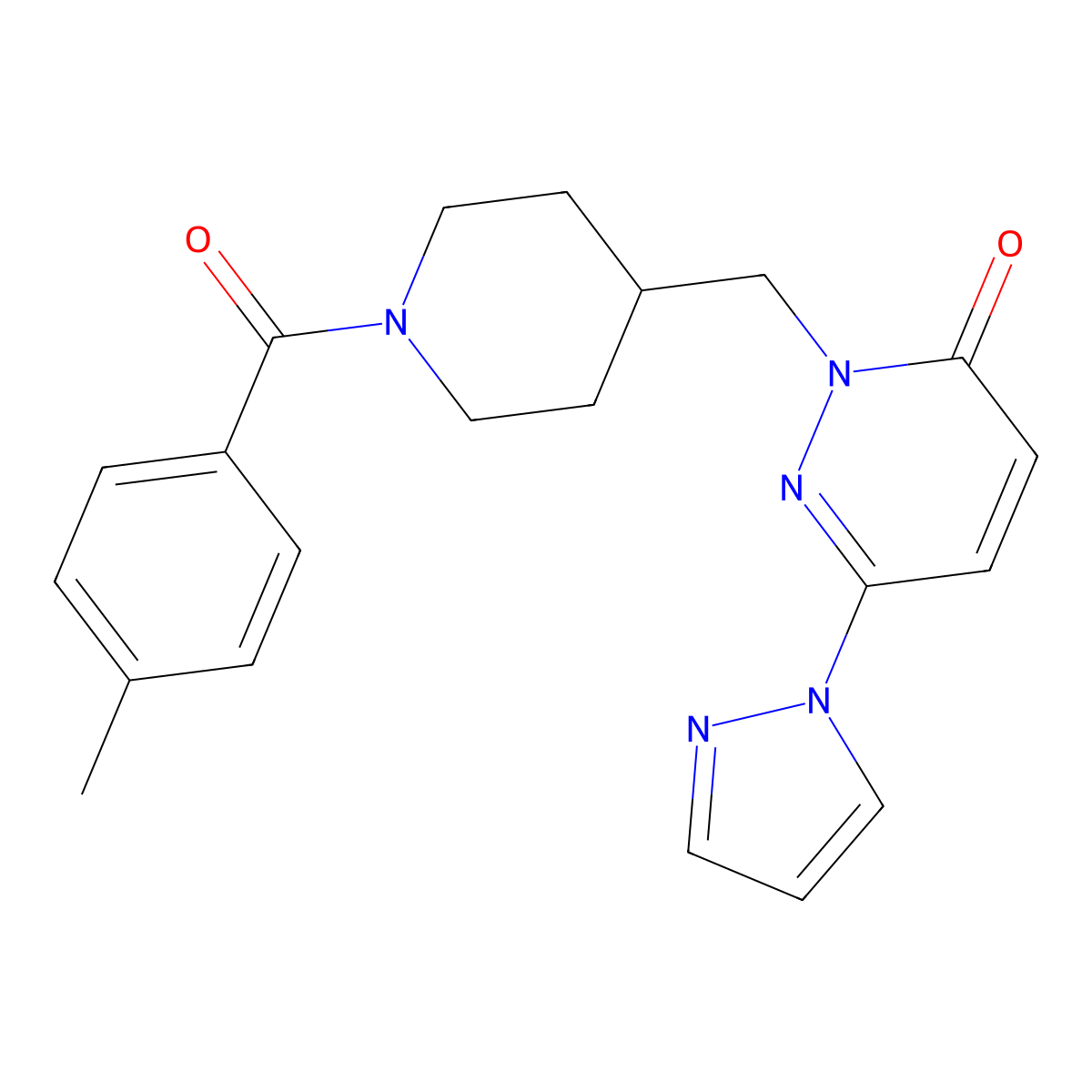 2-{[1-(4-methylbenzoyl)piperidin-4-yl]methyl}-6-(1H-pyrazol-1-yl)-2,3-dihydropyridazin-3-one molecular structure, CAS 2379984-01-5