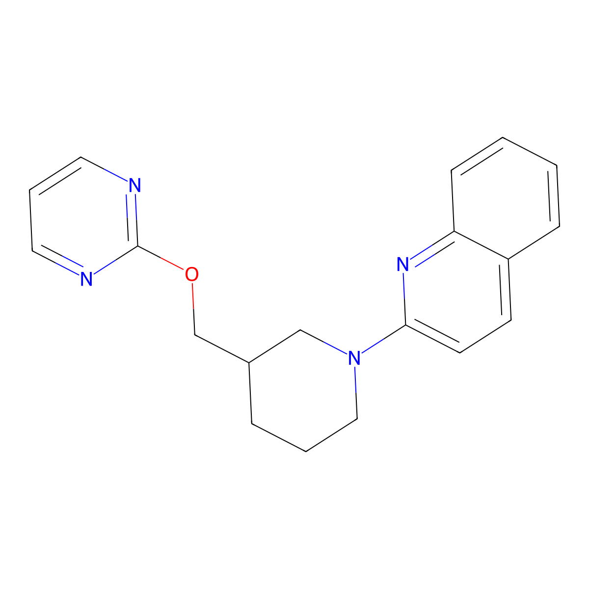 2-{3-[(Pyrimidin-2-yloxy)methyl]piperidin-1-yl}quinoline molecular structure, CAS 2379984-03-7