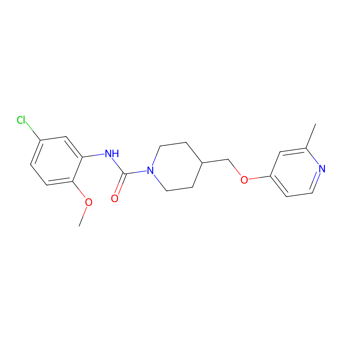 N-(5-chloro-2-methoxyphenyl)-4-{[(2-methylpyridin-4-yl)oxy]methyl}piperidine-1-carboxamide molecular structure, CAS 2379984-06-0