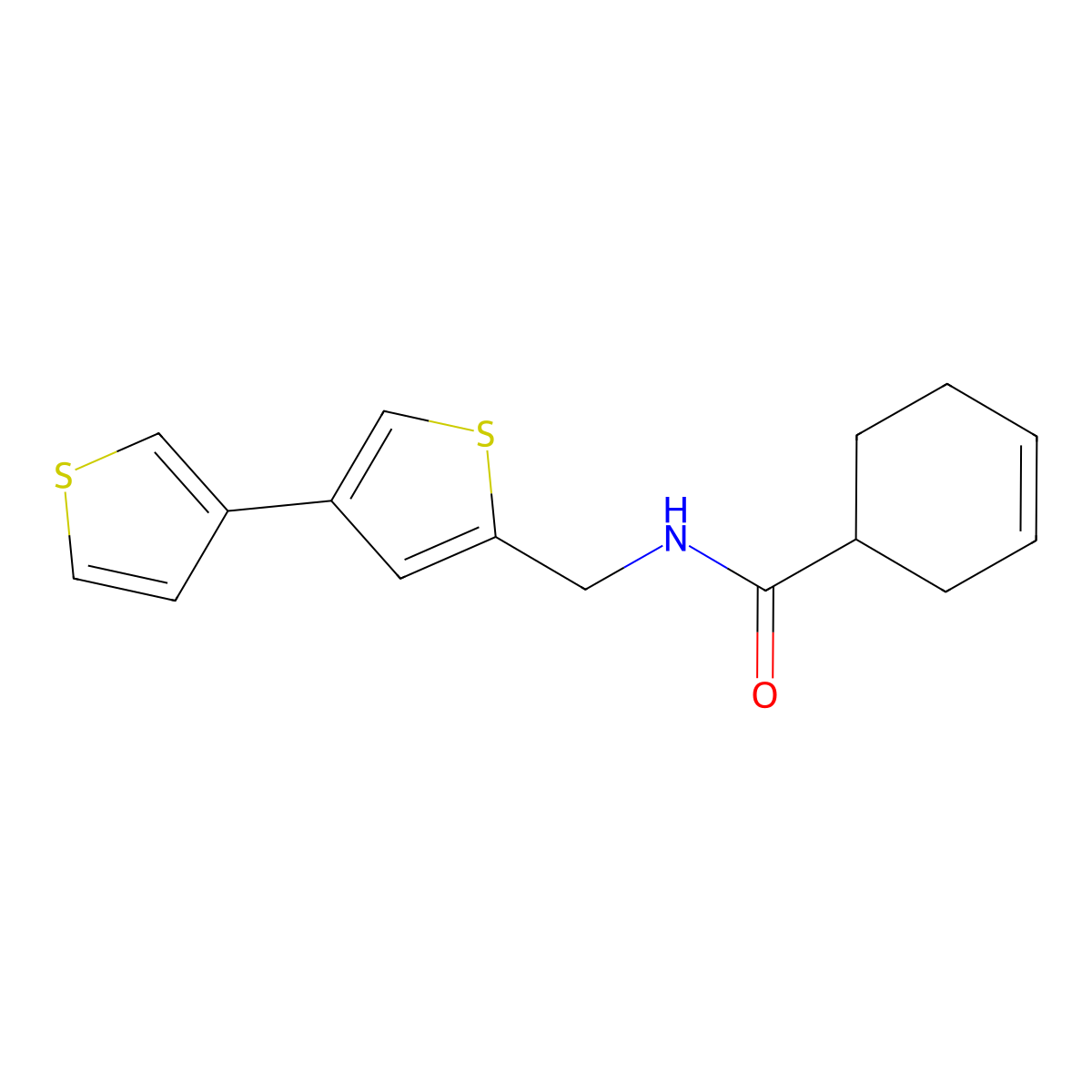 N-({[3,3'-bithiophene]-5-yl}methyl)cyclohex-3-ene-1-carboxamide molecular structure, CAS 2379984-16-2