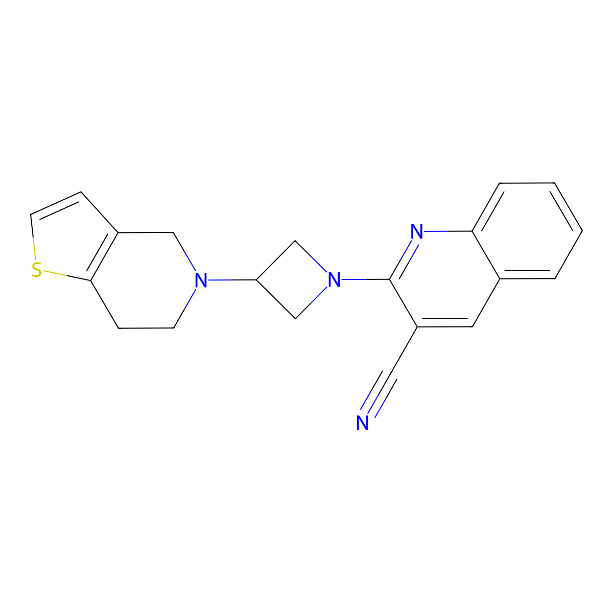2-(3-{4H,5H,6H,7H-thieno[3,2-c]pyridin-5-yl}azetidin-1-yl)quinoline-3-carbonitrile molecular structure, CAS 2379984-21-9