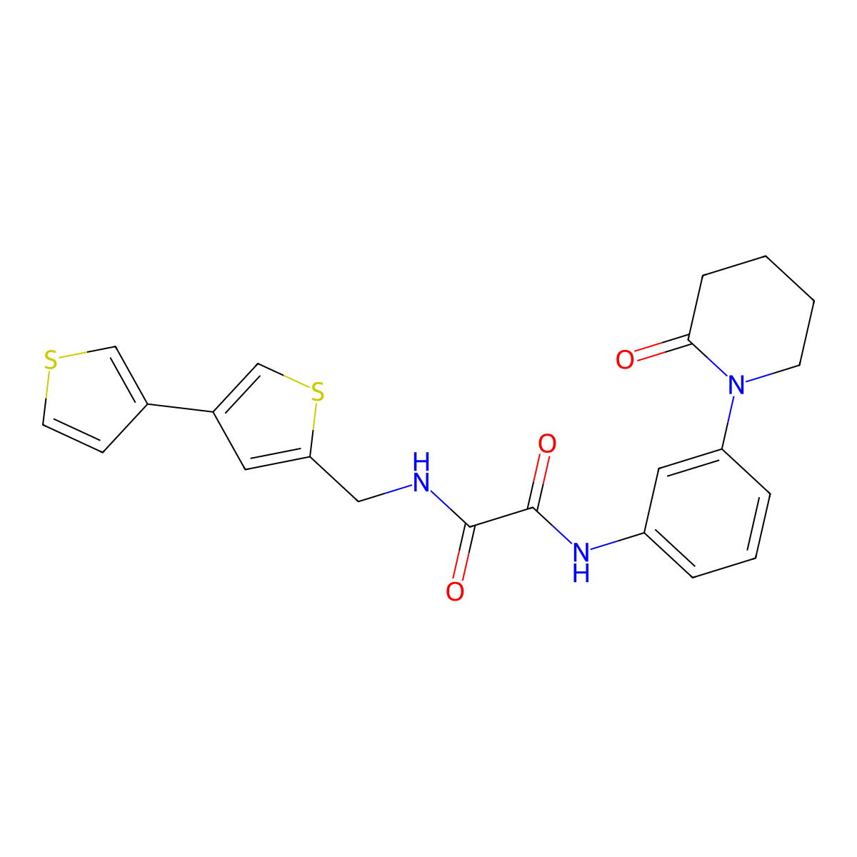 N-({[3,3'-bithiophene]-5-yl}methyl)-N'-[3-(2-oxopiperidin-1-yl)phenyl]ethanediamide molecular structure, CAS 2379984-36-6