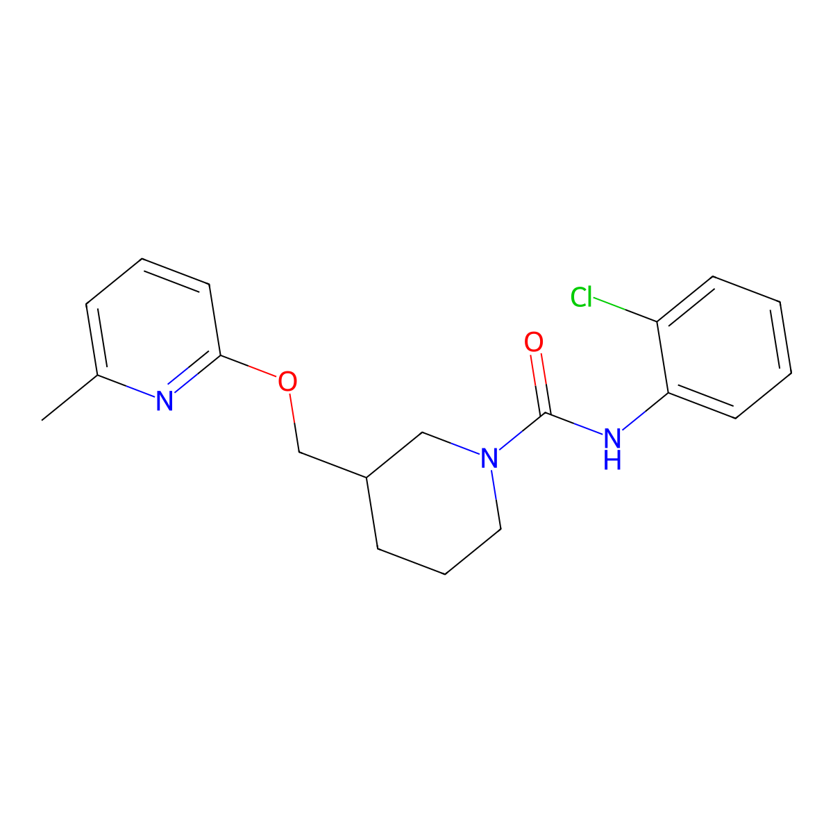 N-(2-chlorophenyl)-3-{[(6-methylpyridin-2-yl)oxy]methyl}piperidine-1-carboxamide molecular structure, CAS 2379984-37-7