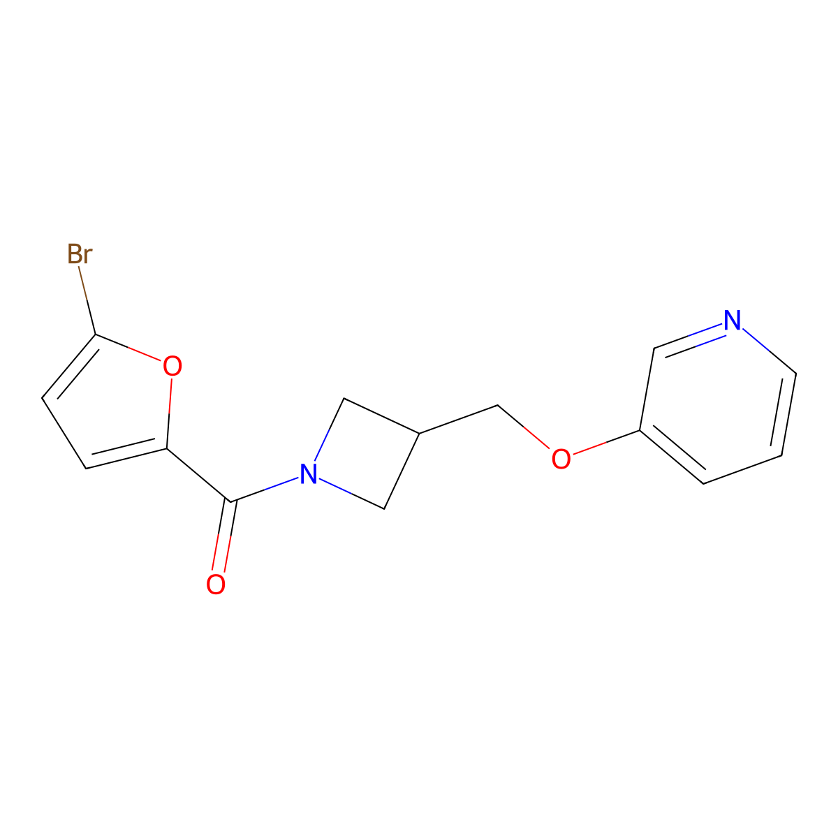3-{[1-(5-Bromofuran-2-carbonyl)azetidin-3-yl]methoxy}pyridine molecular structure, CAS 2379984-47-9
