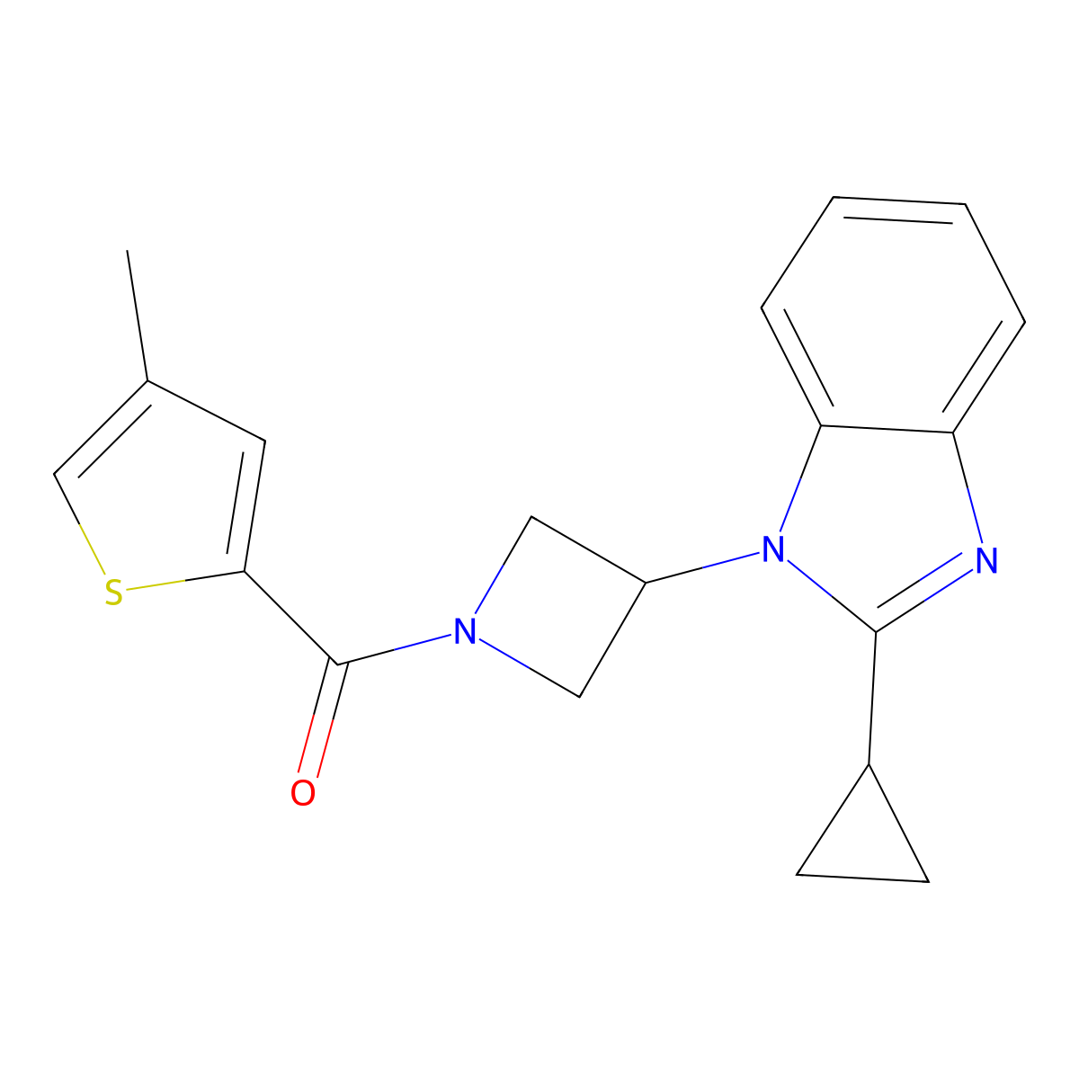 2-cyclopropyl-1-[1-(4-methylthiophene-2-carbonyl)azetidin-3-yl]-1H-1,3-benzodiazole molecular structure, CAS 2379984-48-0