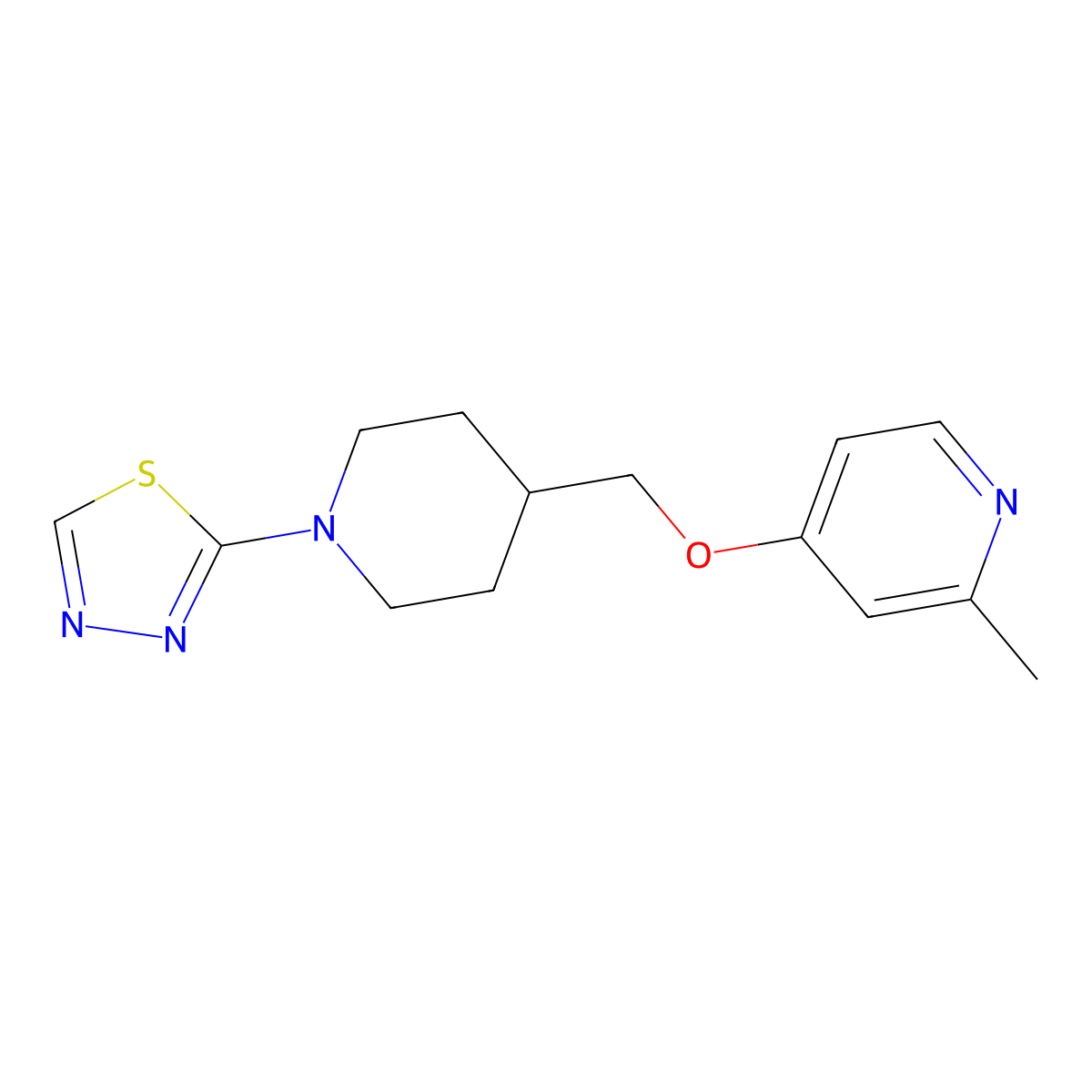 2-Methyl-4-{[1-(1,3,4-thiadiazol-2-yl)piperidin-4-yl]methoxy}pyridine molecular structure, CAS 2379984-49-1