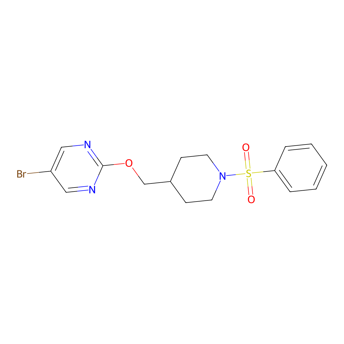2-{[1-(Benzenesulfonyl)piperidin-4-yl]methoxy}-5-bromopyrimidine molecular structure, CAS 2379984-54-8