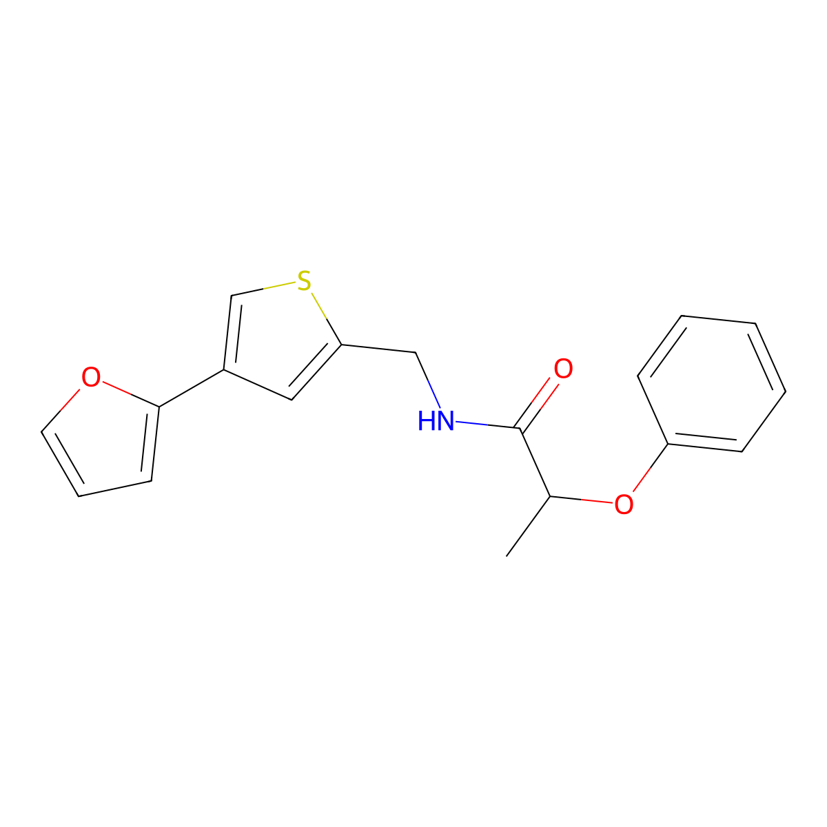 N-{[4-(furan-2-yl)thiophen-2-yl]methyl}-2-phenoxypropanamide molecular structure, CAS 2379984-63-9