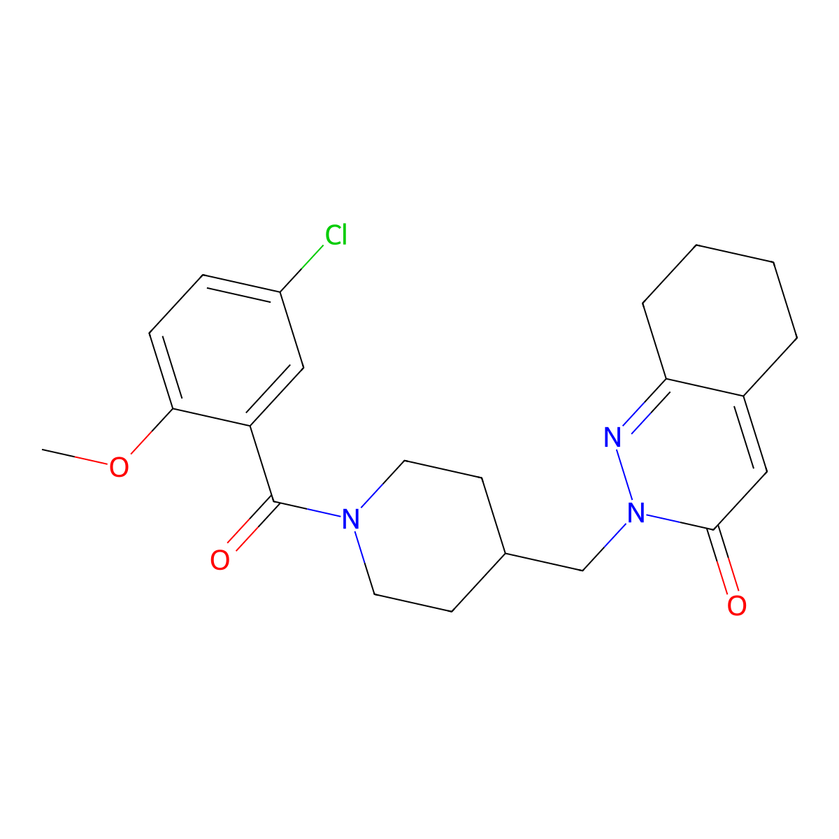 2-{[1-(5-Chloro-2-methoxybenzoyl)piperidin-4-yl]methyl}-2,3,5,6,7,8-hexahydrocinnolin-3-one molecular structure, CAS 2379984-64-0