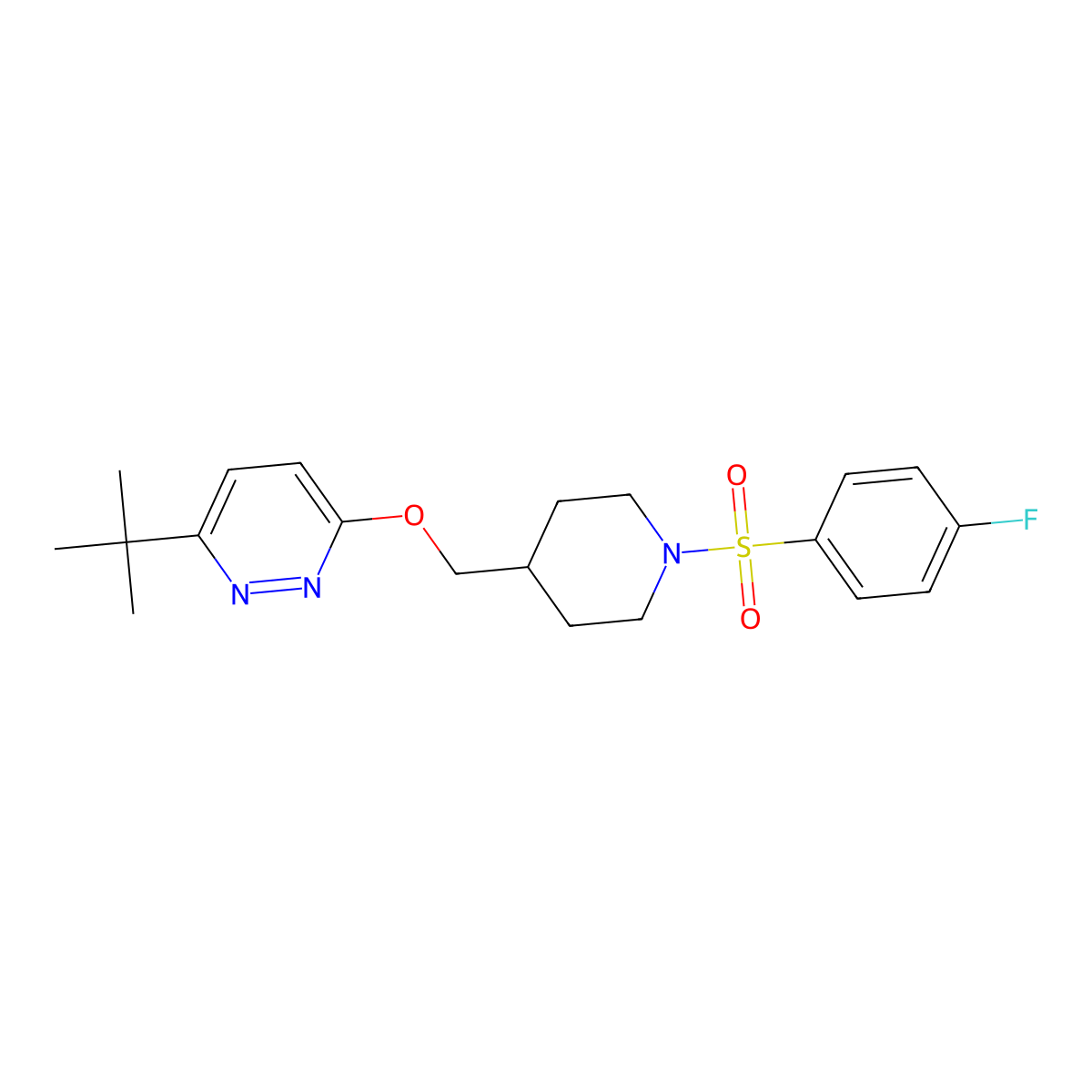 3-Tert-butyl-6-{[1-(4-fluorobenzenesulfonyl)piperidin-4-yl]methoxy}pyridazine molecular structure, CAS 2379984-65-1
