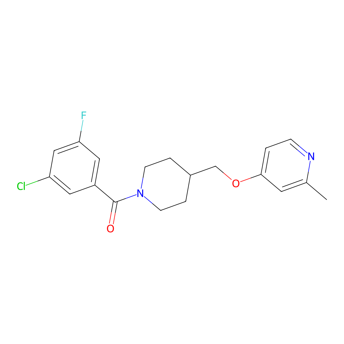 4-{[1-(3-Chloro-5-fluorobenzoyl)piperidin-4-yl]methoxy}-2-methylpyridine molecular structure, CAS 2379984-72-0