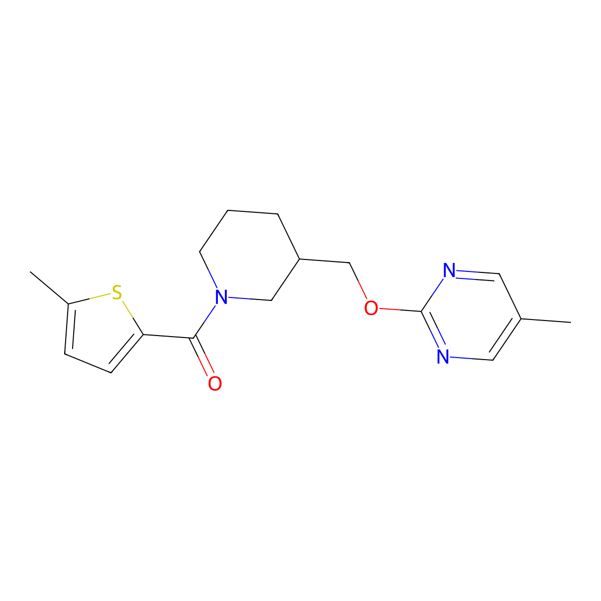 5-Methyl-2-{[1-(5-methylthiophene-2-carbonyl)piperidin-3-yl]methoxy}pyrimidine molecular structure, CAS 2379984-77-5
