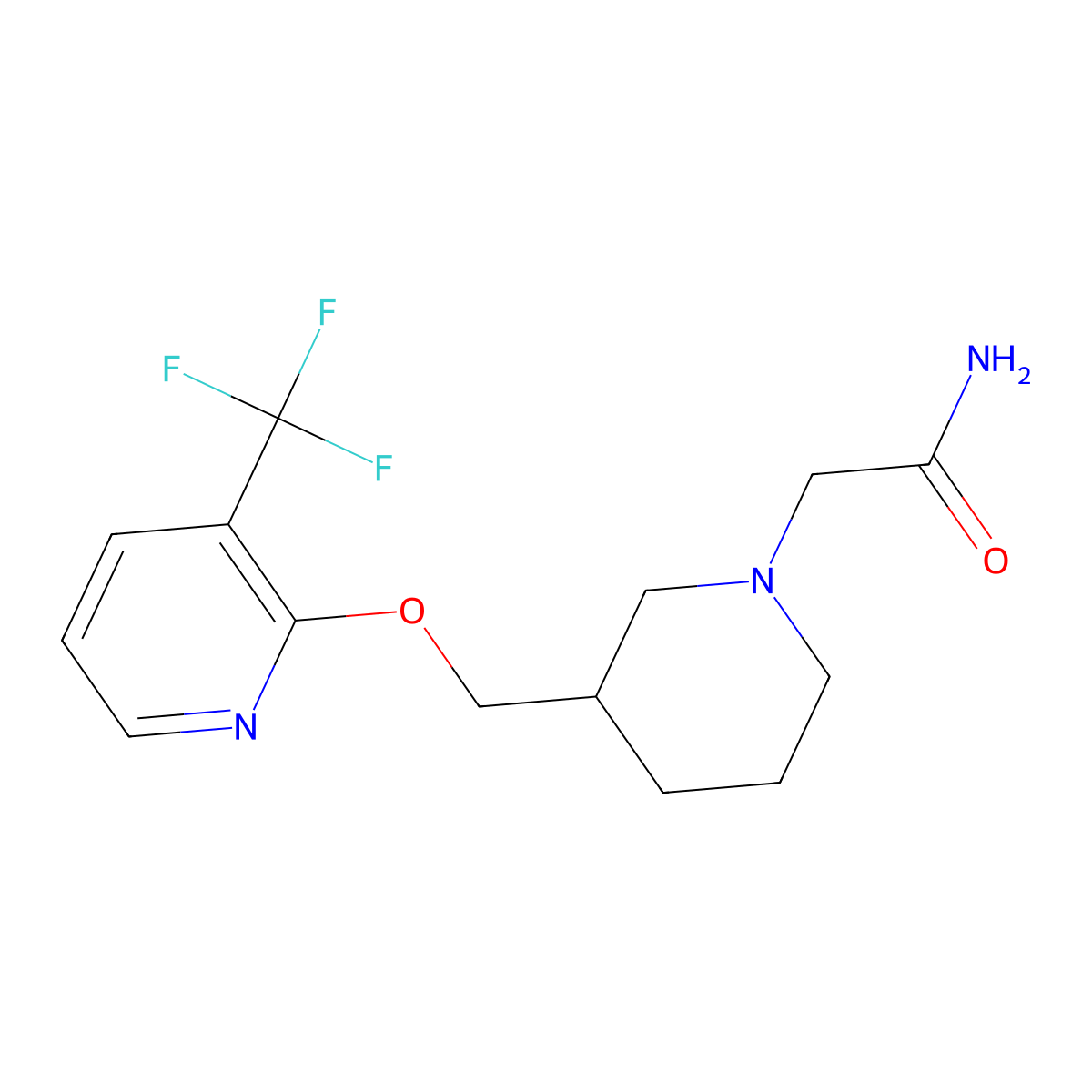 2-[3-({[3-(Trifluoromethyl)pyridin-2-yl]oxy}methyl)piperidin-1-yl]acetamide molecular structure, CAS 2379984-81-1