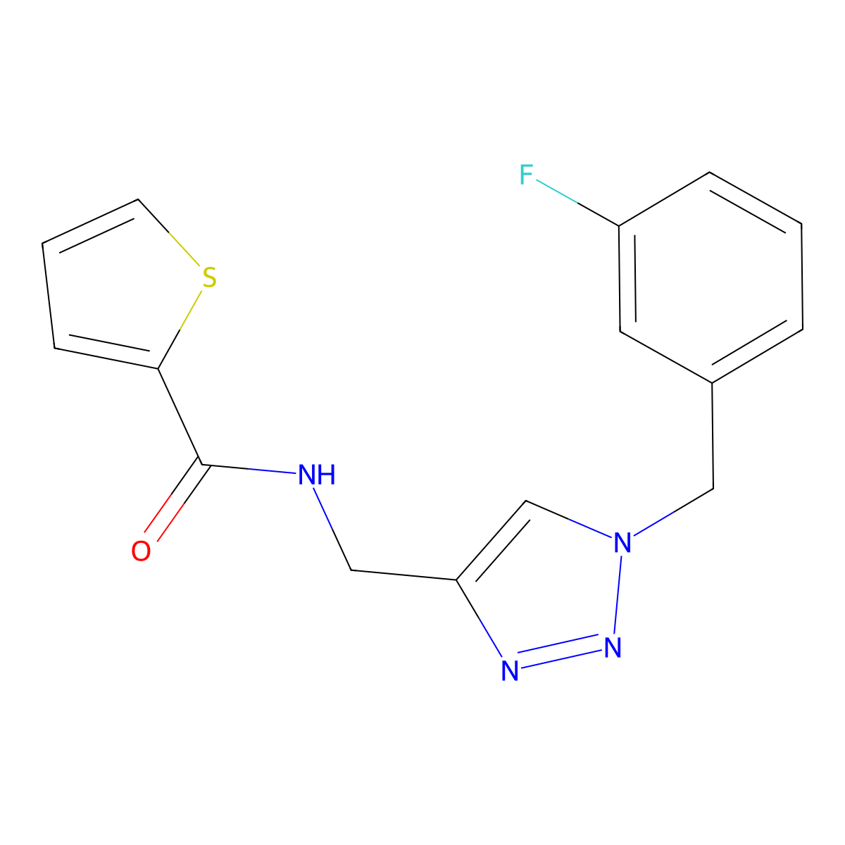 N-({1-[(3-fluorophenyl)methyl]-1H-1,2,3-triazol-4-yl}methyl)thiophene-2-carboxamide molecular structure, CAS 2379984-82-2