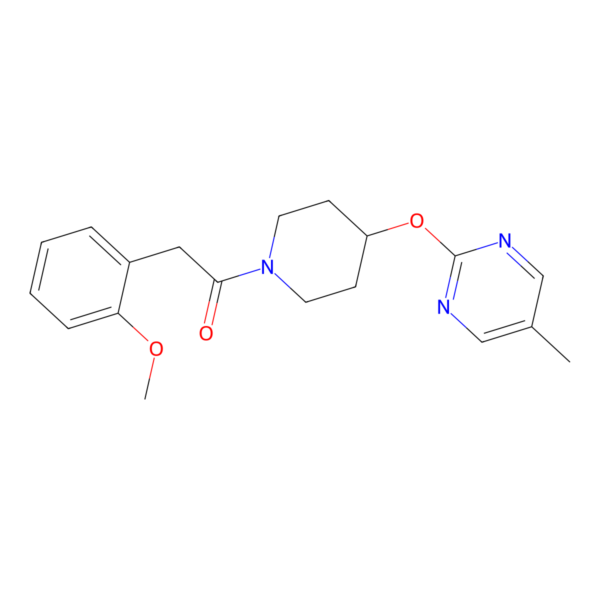 2-(2-Methoxyphenyl)-1-{4-[(5-methylpyrimidin-2-yl)oxy]piperidin-1-yl}ethan-1-one molecular structure, CAS 2379984-83-3