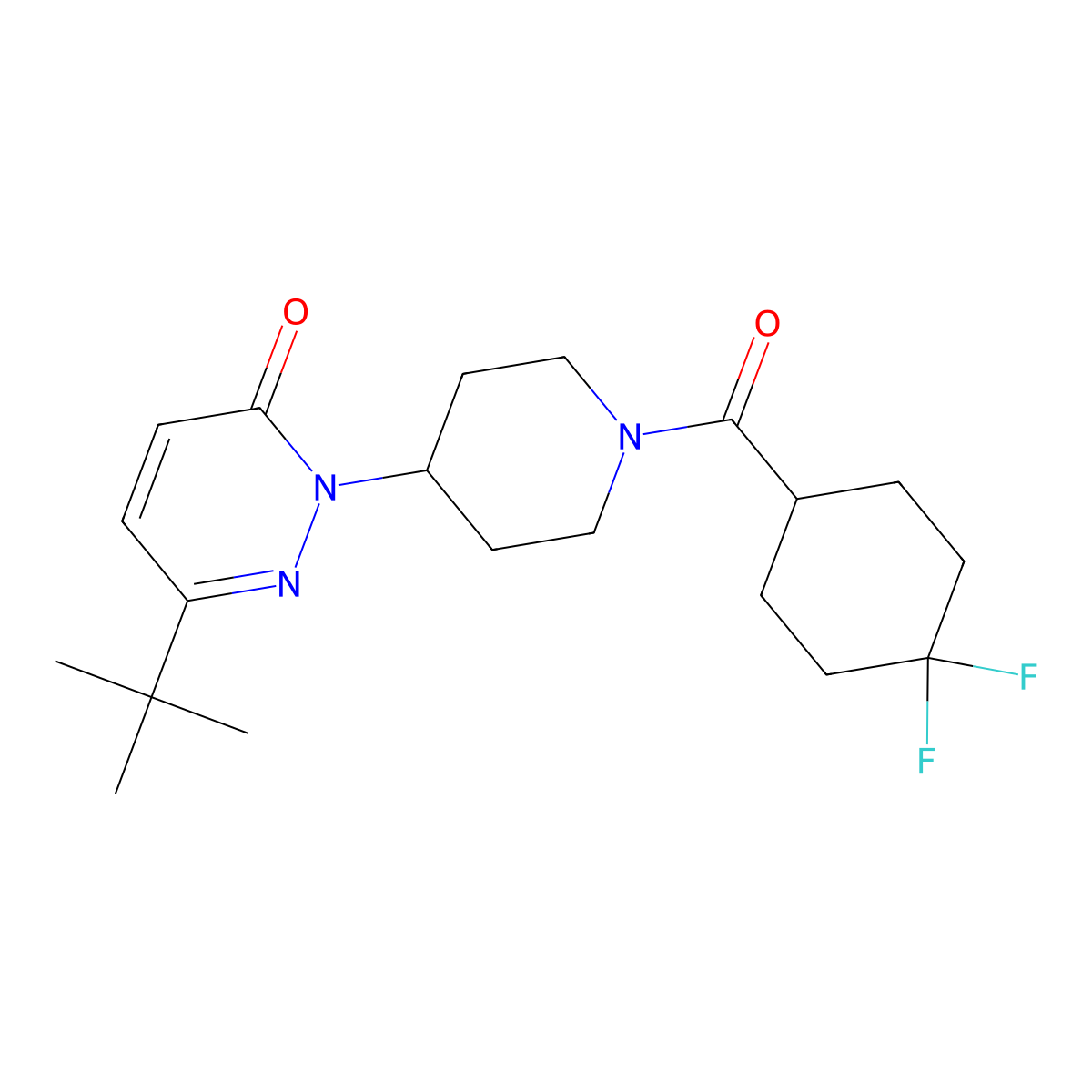 6-Tert-butyl-2-[1-(4,4-difluorocyclohexanecarbonyl)piperidin-4-yl]-2,3-dihydropyridazin-3-one molecular structure, CAS 2379984-85-5