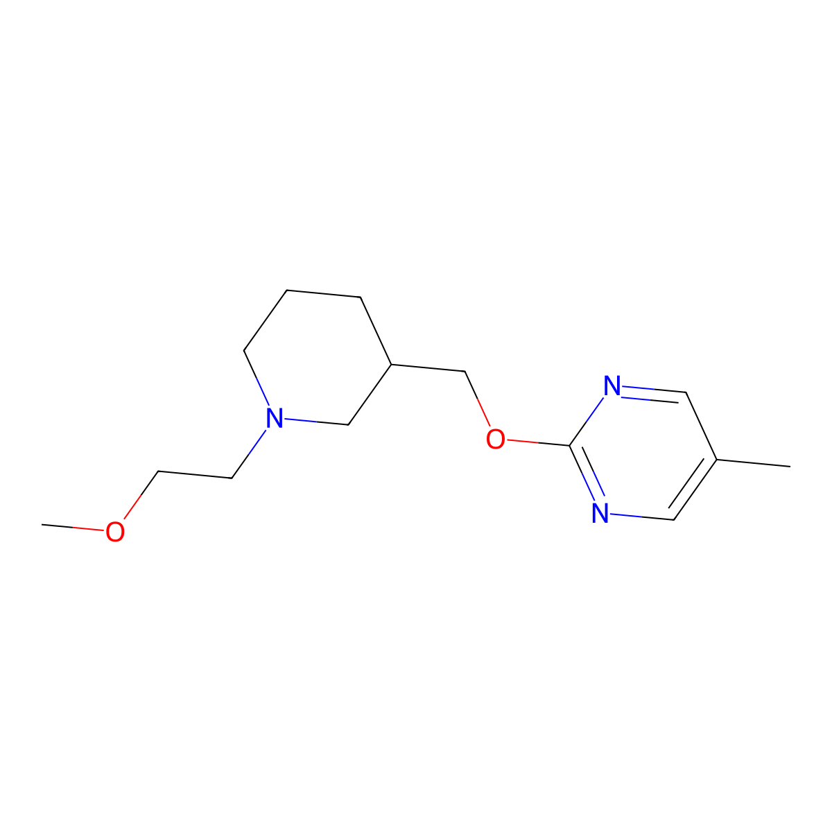 2-{[1-(2-Methoxyethyl)piperidin-3-yl]methoxy}-5-methylpyrimidine molecular structure, CAS 2379984-86-6