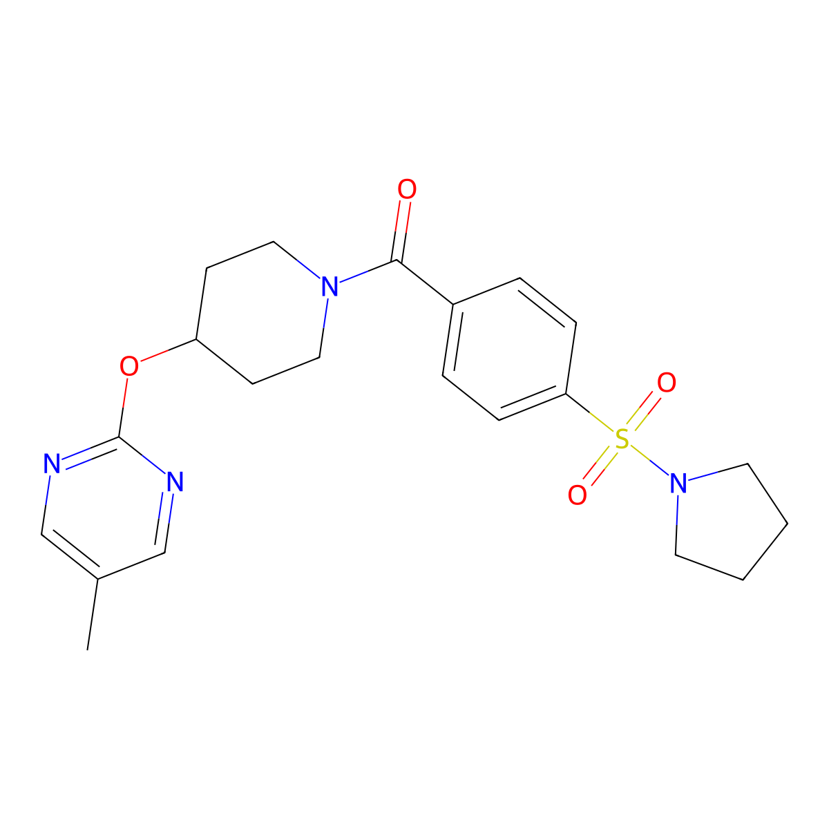 5-Methyl-2-({1-[4-(pyrrolidine-1-sulfonyl)benzoyl]piperidin-4-yl}oxy)pyrimidine molecular structure, CAS 2379984-89-9