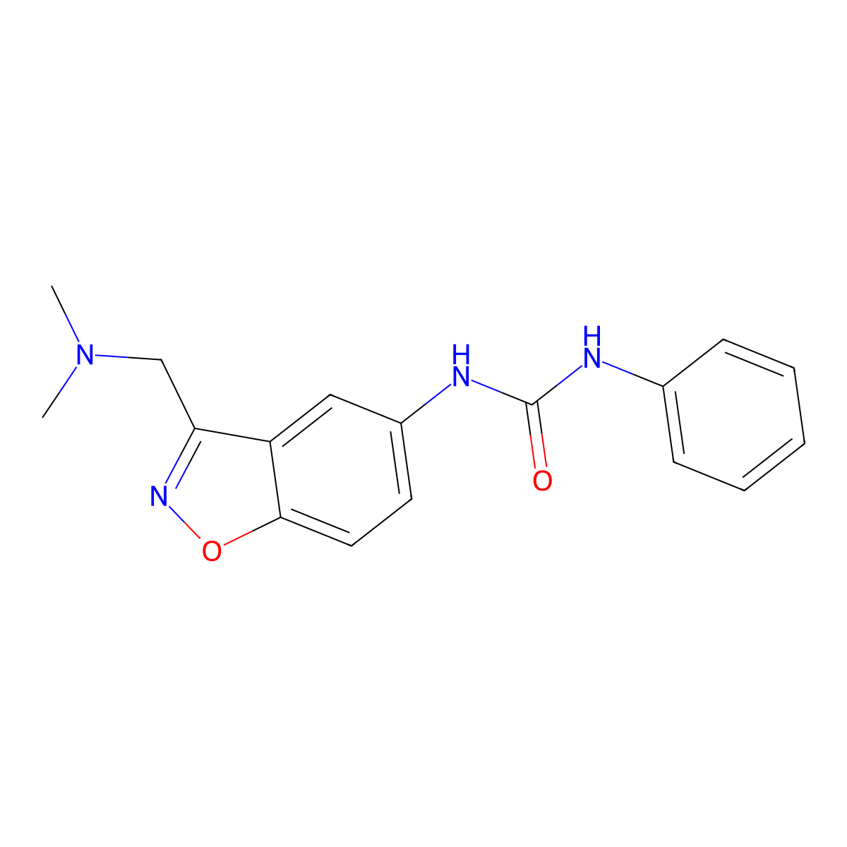 3-{3-[(Dimethylamino)methyl]-1,2-benzoxazol-5-yl}-1-phenylurea molecular structure, CAS 2379984-94-6