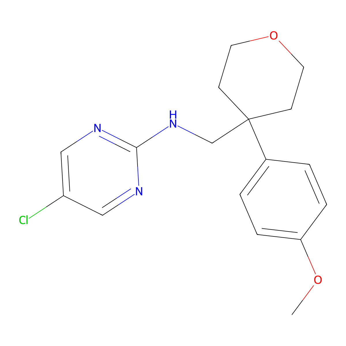 5-chloro-N-{[4-(4-methoxyphenyl)oxan-4-yl]methyl}pyrimidin-2-amine molecular structure, CAS 2379984-95-7