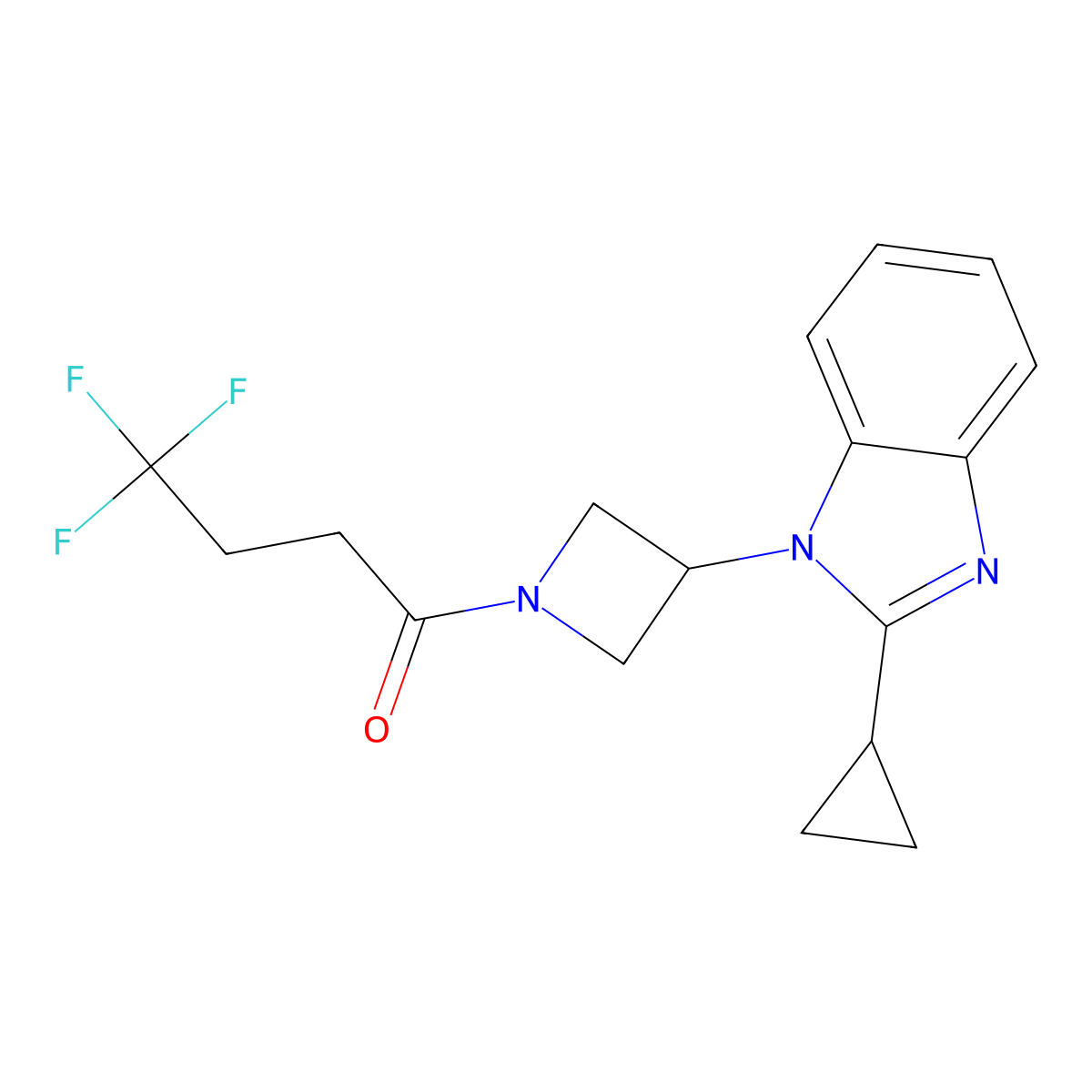 1-[3-(2-cyclopropyl-1H-1,3-benzodiazol-1-yl)azetidin-1-yl]-4,4,4-trifluorobutan-1-one molecular structure, CAS 2379984-99-1
