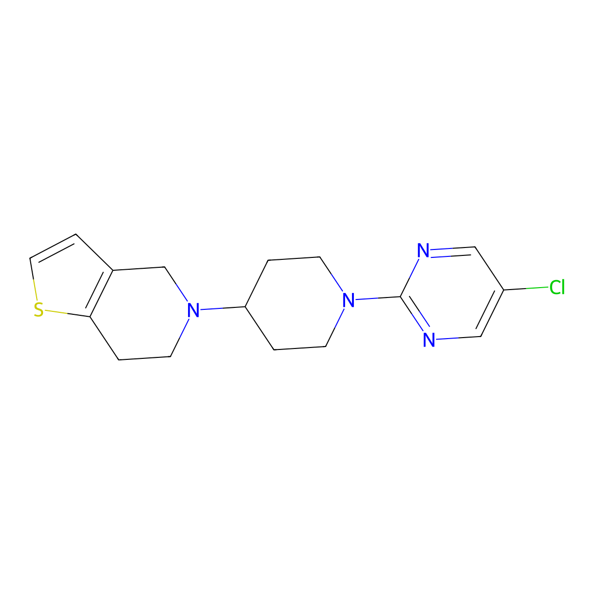 5-chloro-2-(4-{4H,5H,6H,7H-thieno[3,2-c]pyridin-5-yl}piperidin-1-yl)pyrimidine molecular structure, CAS 2379985-00-7