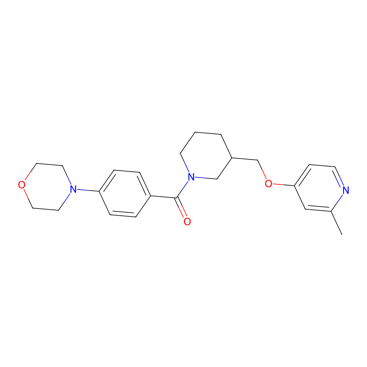 4-[4-(3-{[(2-Methylpyridin-4-yl)oxy]methyl}piperidine-1-carbonyl)phenyl]morpholine molecular structure, CAS 2379985-05-2