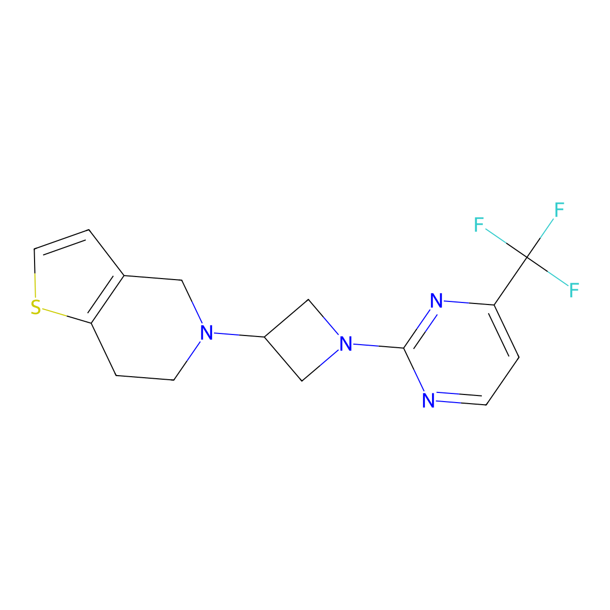 2-(3-{4H,5H,6H,7H-thieno[3,2-c]pyridin-5-yl}azetidin-1-yl)-4-(trifluoromethyl)pyrimidine molecular structure, CAS 2379985-10-9