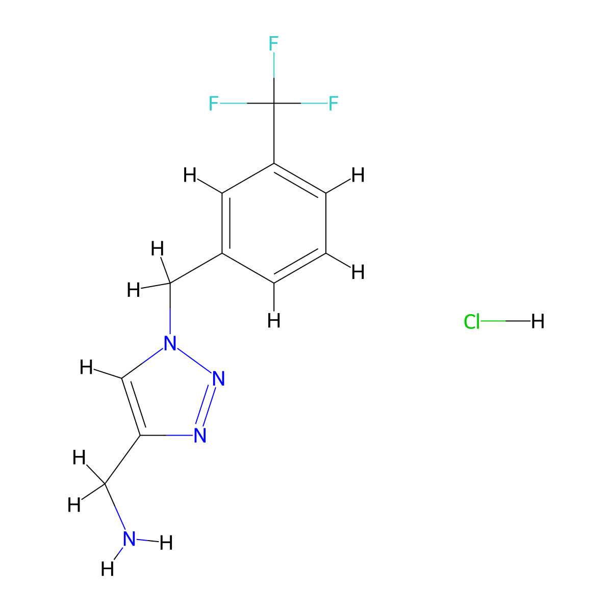 (1-{[3-(trifluoromethyl)phenyl]methyl}-1H-1,2,3-triazol-4-yl)methanamine hydrochloride molecular structure, CAS 2379985-12-1