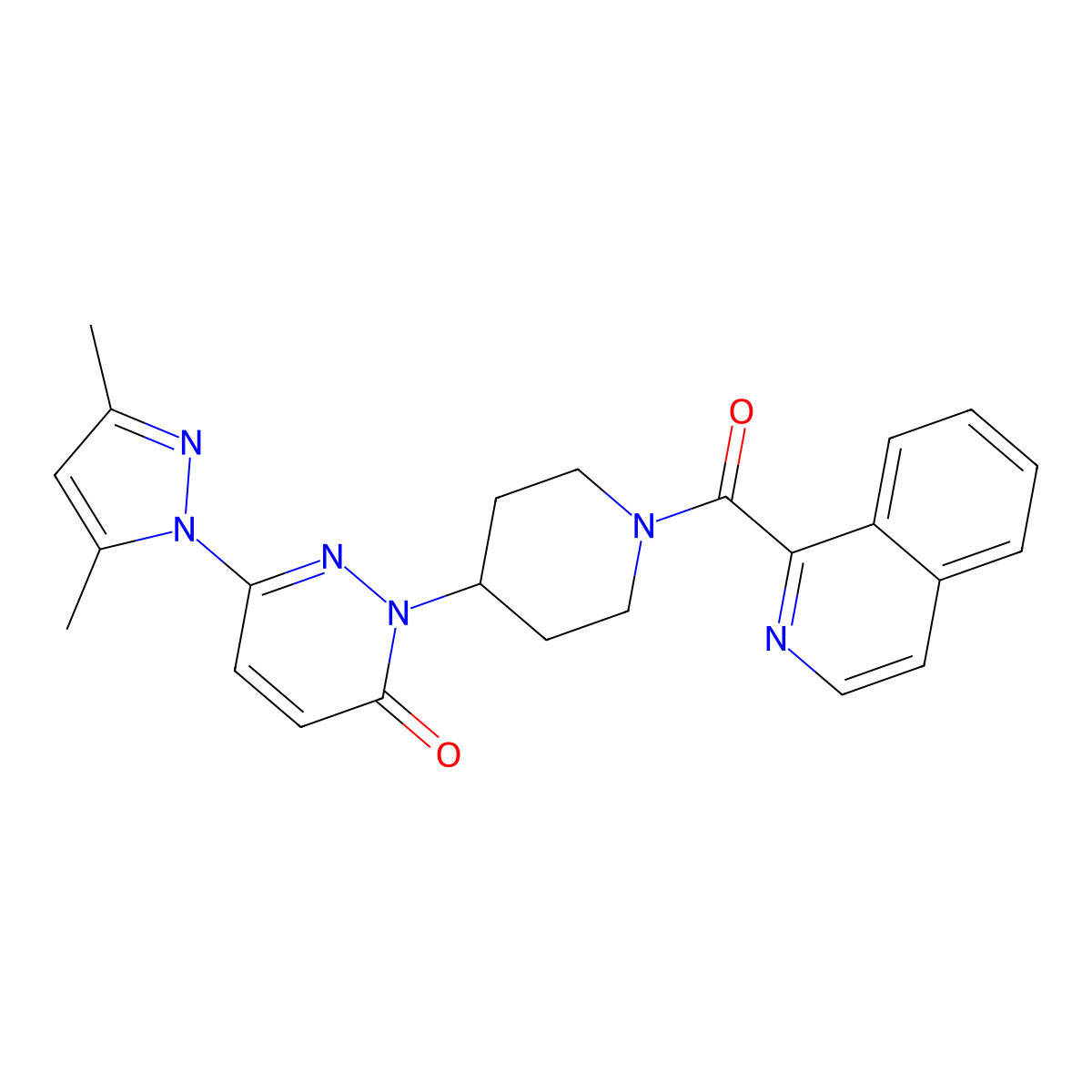 6-(3,5-dimethyl-1H-pyrazol-1-yl)-2-[1-(isoquinoline-1-carbonyl)piperidin-4-yl]-2,3-dihydropyridazin-3-one molecular structure, CAS 2379985-14-3