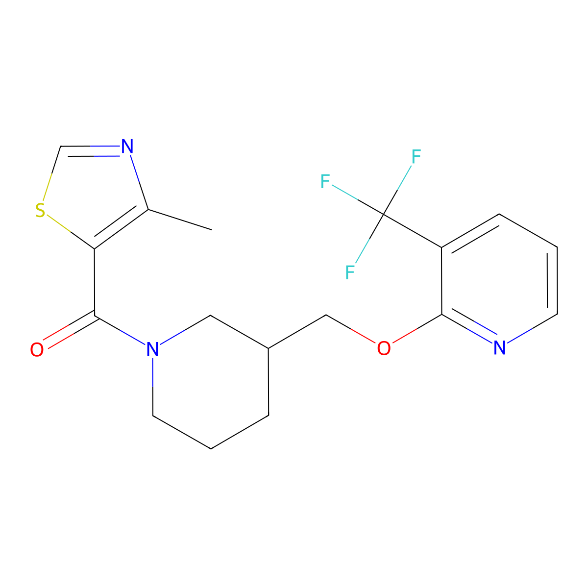 2-{[1-(4-Methyl-1,3-thiazole-5-carbonyl)piperidin-3-yl]methoxy}-3-(trifluoromethyl)pyridine molecular structure, CAS 2379985-18-7
