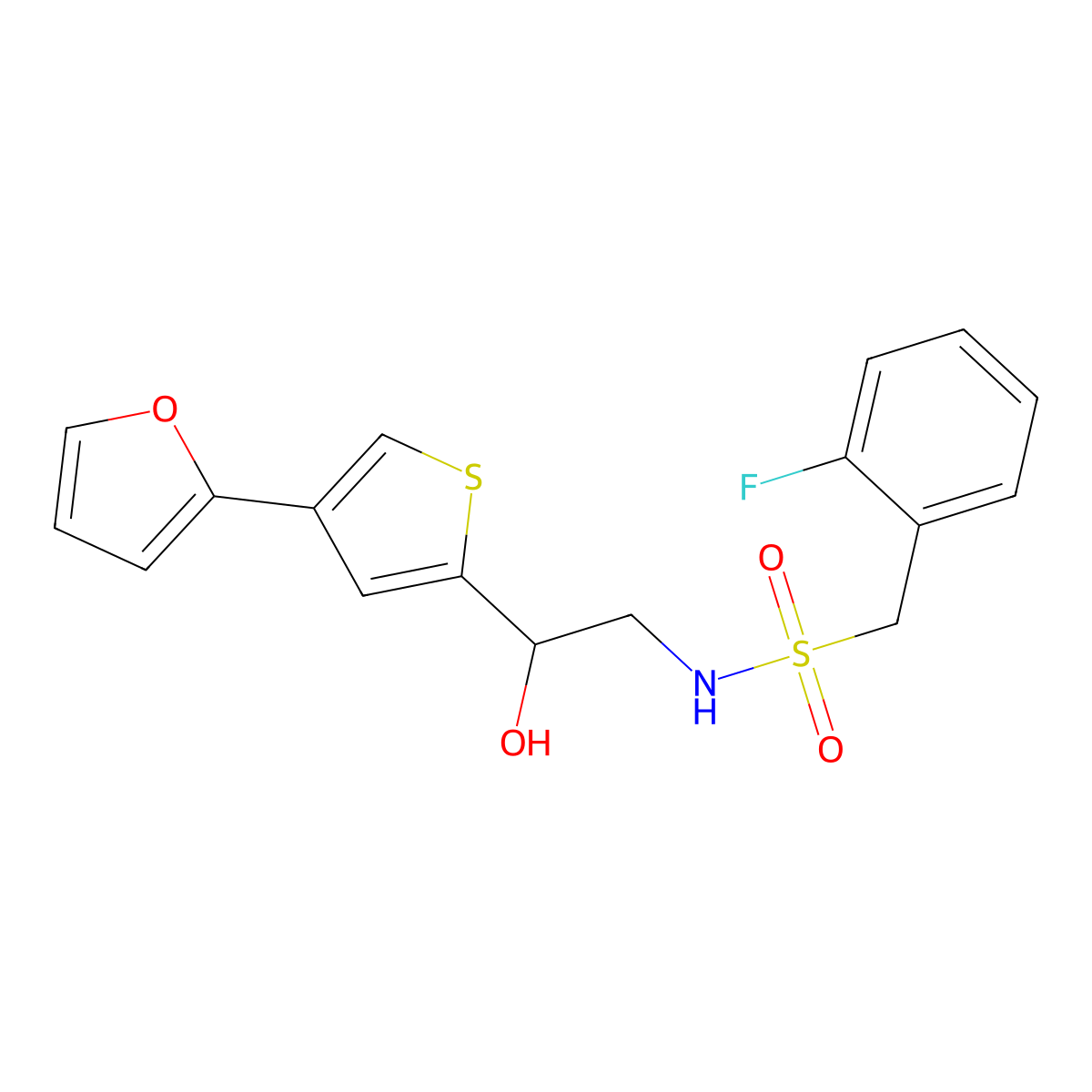 1-(2-fluorophenyl)-N-{2-[4-(furan-2-yl)thiophen-2-yl]-2-hydroxyethyl}methanesulfonamide molecular structure, CAS 2379985-19-8