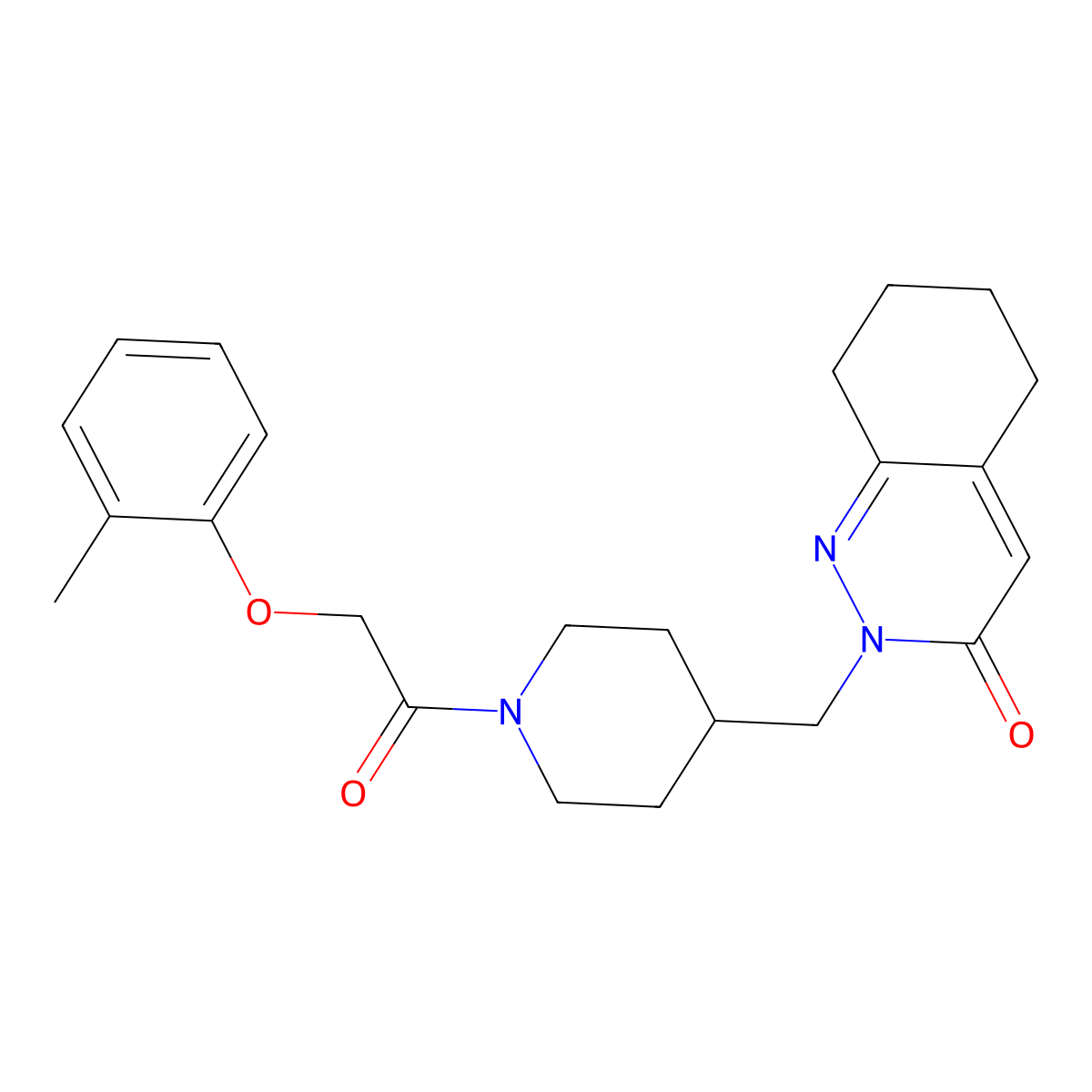 2-({1-[2-(2-Methylphenoxy)acetyl]piperidin-4-yl}methyl)-2,3,5,6,7,8-hexahydrocinnolin-3-one molecular structure, CAS 2379985-24-5