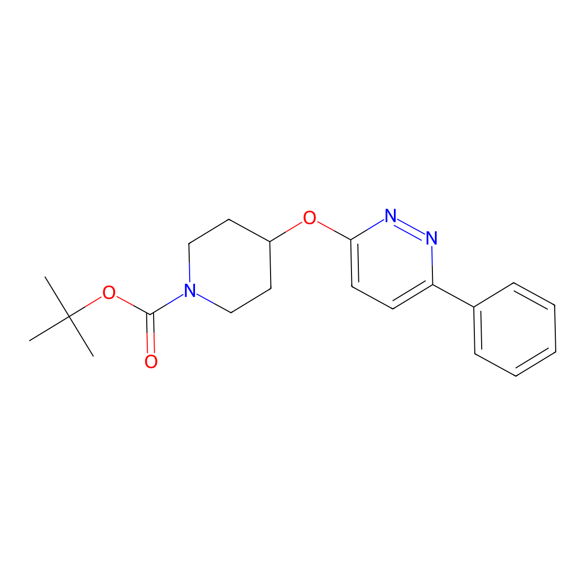 Tert-butyl 4-[(6-phenylpyridazin-3-yl)oxy]piperidine-1-carboxylate molecular structure, CAS 2379985-26-7