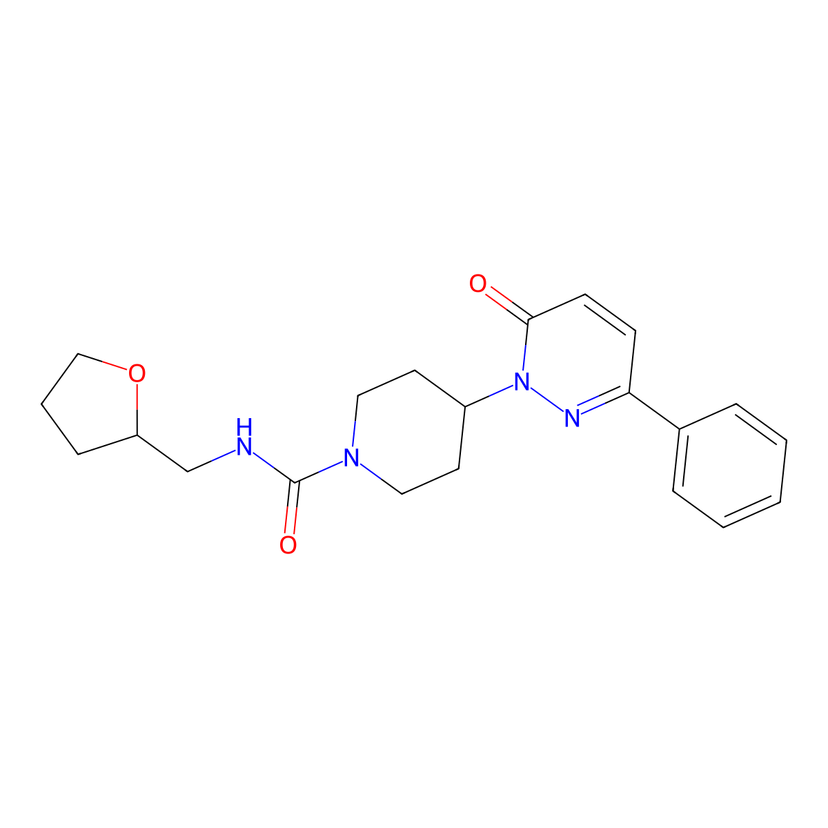 4-(6-oxo-3-phenyl-1,6-dihydropyridazin-1-yl)-N-[(oxolan-2-yl)methyl]piperidine-1-carboxamide molecular structure, CAS 2379985-31-4