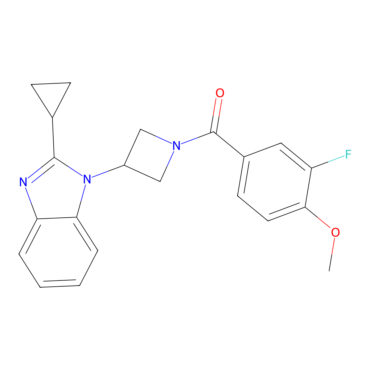 2-cyclopropyl-1-[1-(3-fluoro-4-methoxybenzoyl)azetidin-3-yl]-1H-1,3-benzodiazole molecular structure, CAS 2379985-32-5