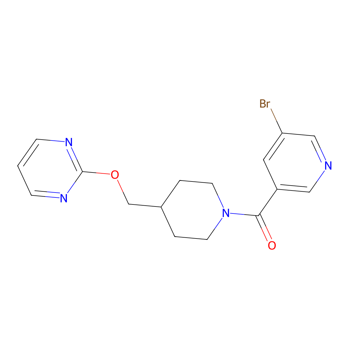 2-{[1-(5-Bromopyridine-3-carbonyl)piperidin-4-yl]methoxy}pyrimidine molecular structure, CAS 2379985-33-6