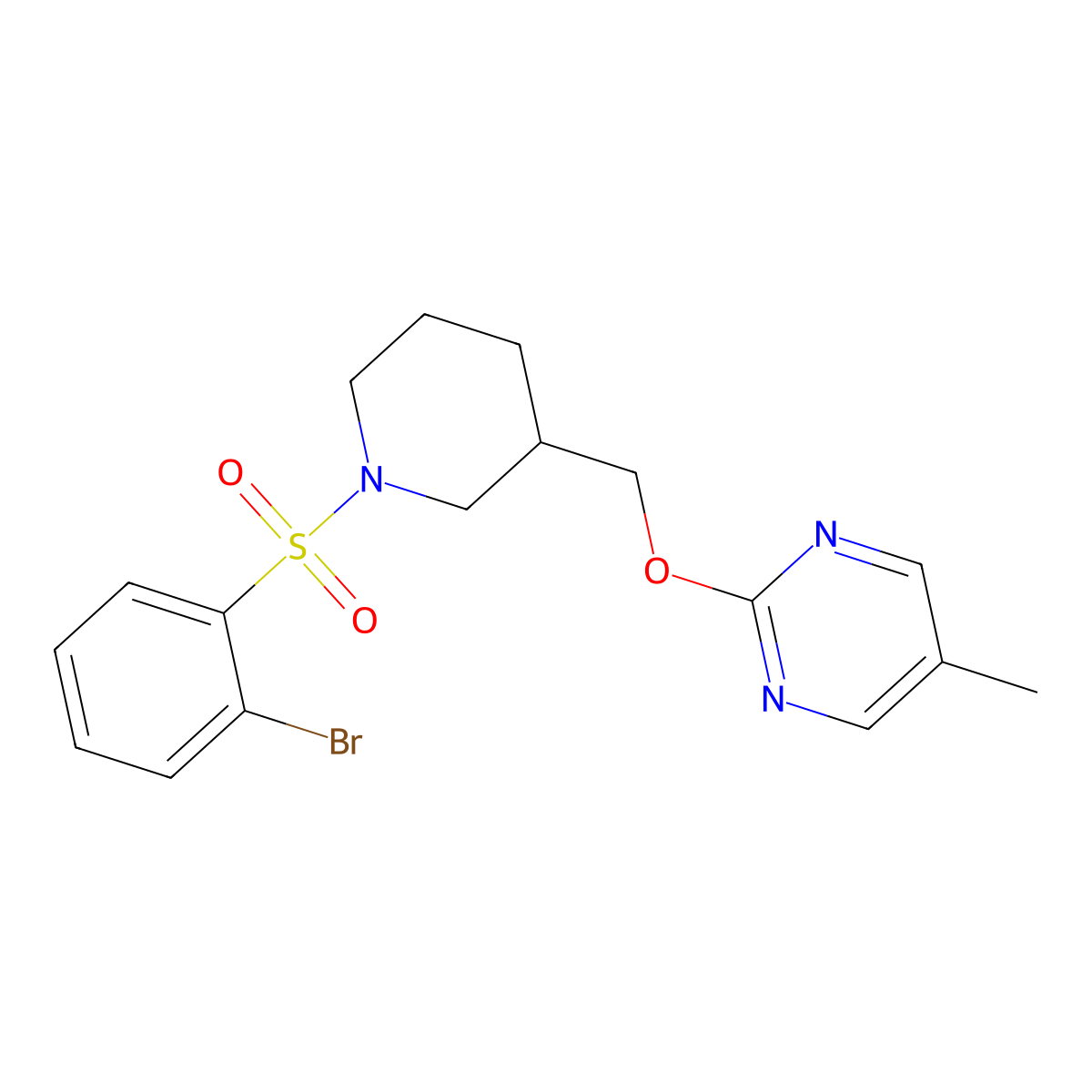 2-{[1-(2-Bromobenzenesulfonyl)piperidin-3-yl]methoxy}-5-methylpyrimidine molecular structure, CAS 2379985-34-7