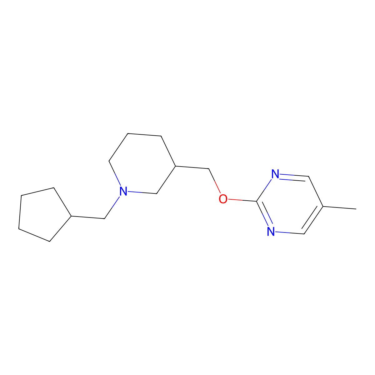 2-{[1-(Cyclopentylmethyl)piperidin-3-yl]methoxy}-5-methylpyrimidine molecular structure, CAS 2379985-35-8