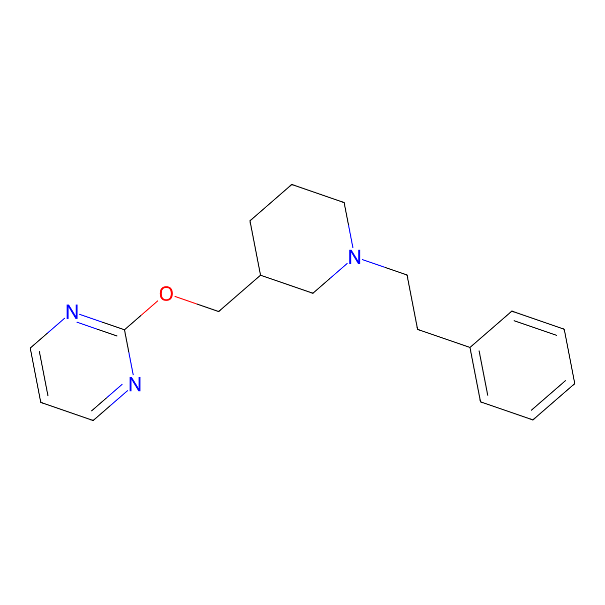 2-{[1-(2-Phenylethyl)piperidin-3-yl]methoxy}pyrimidine molecular structure, CAS 2379985-36-9