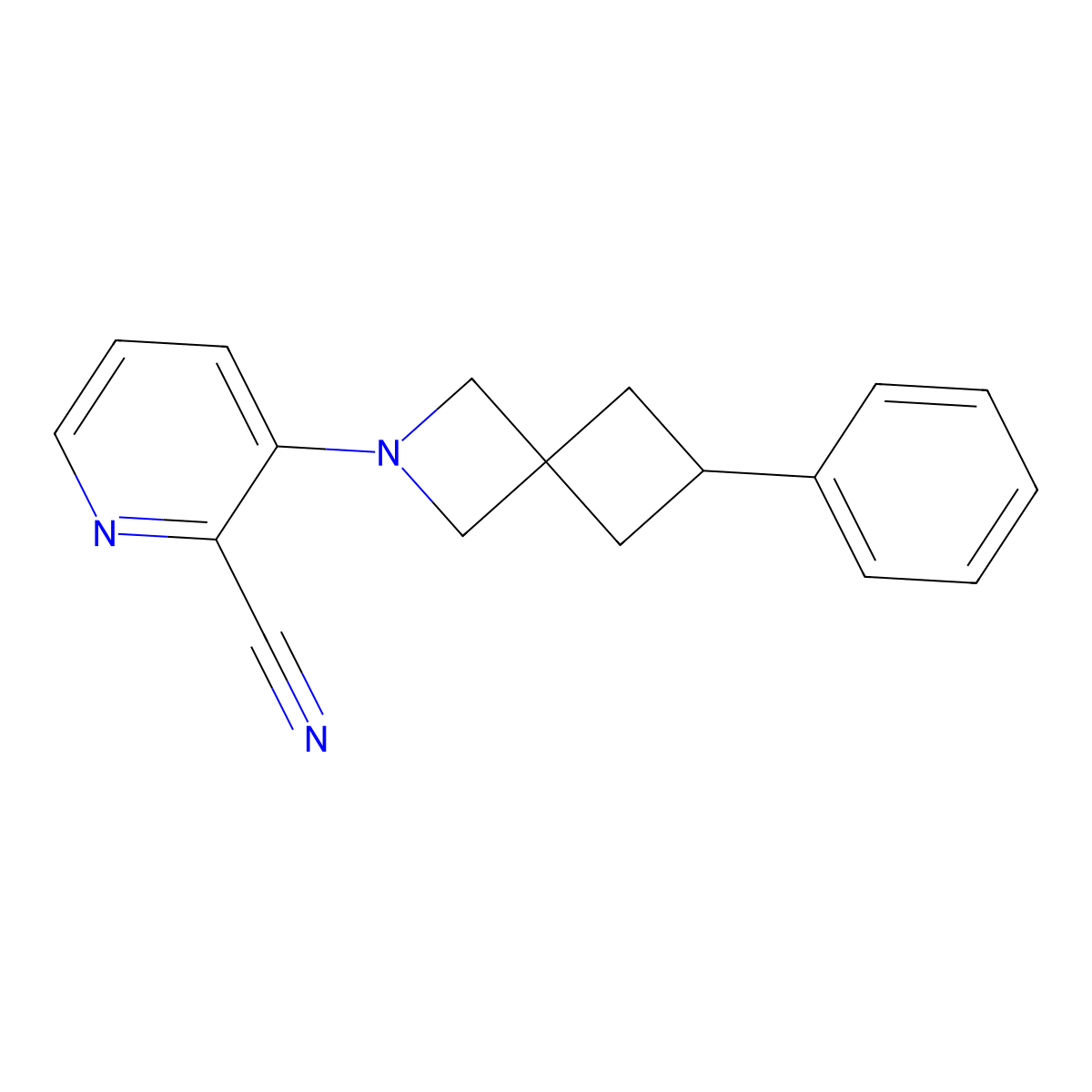 3-{6-Phenyl-2-azaspiro[3.3]heptan-2-yl}pyridine-2-carbonitrile molecular structure, CAS 2379985-37-0