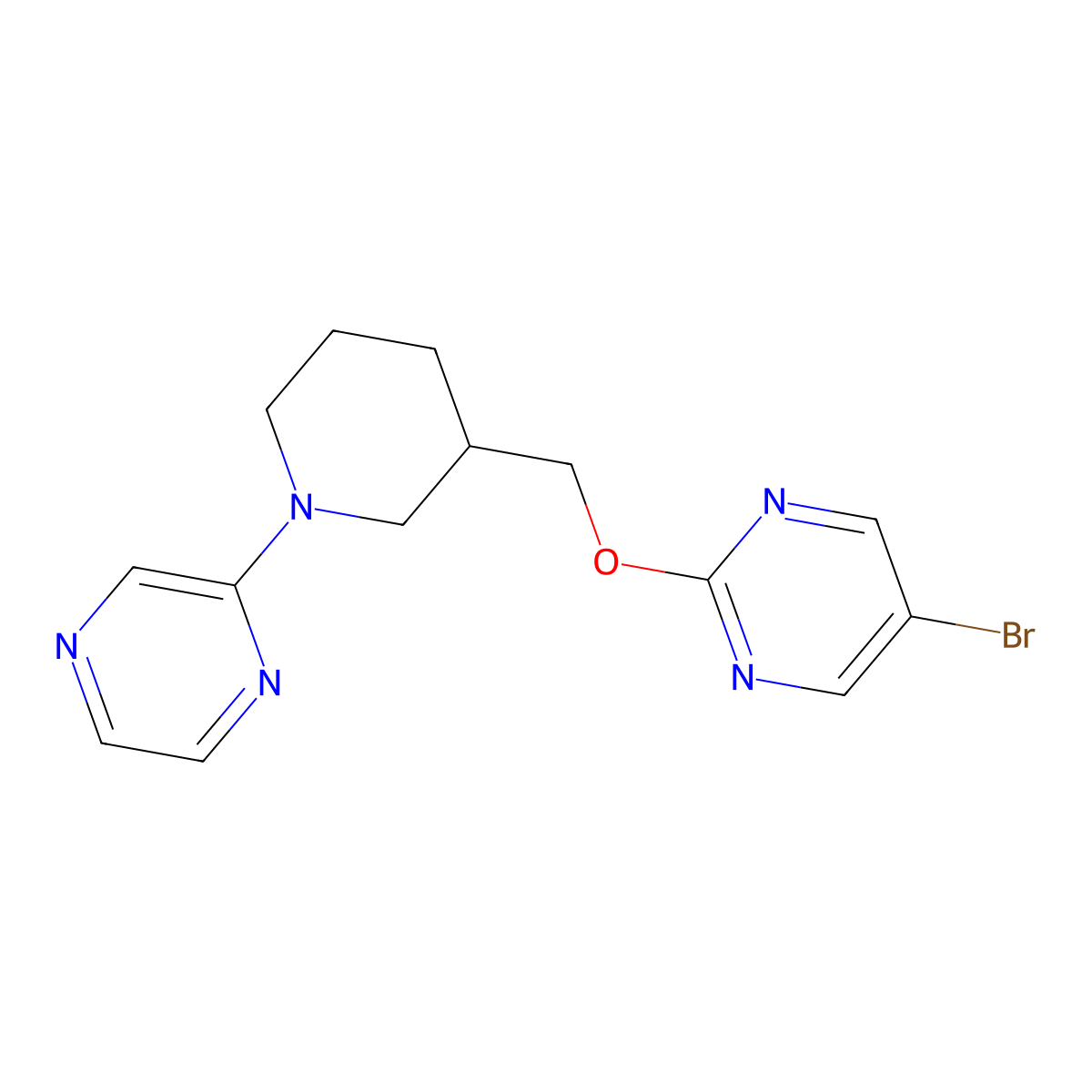5-Bromo-2-{[1-(pyrazin-2-yl)piperidin-3-yl]methoxy}pyrimidine molecular structure, CAS 2379985-40-5