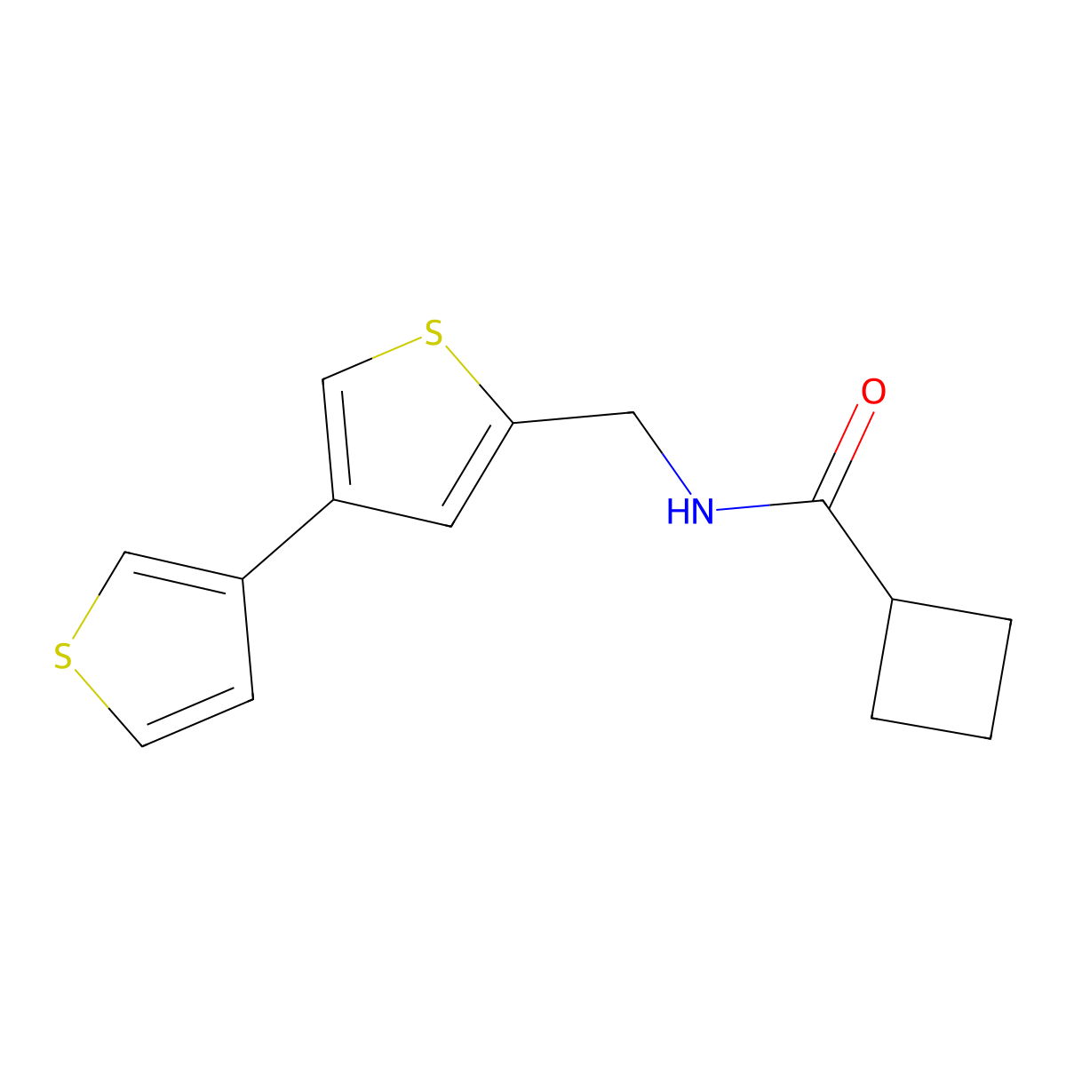 N-({[3,3'-bithiophene]-5-yl}methyl)cyclobutanecarboxamide molecular structure, CAS 2379985-42-7
